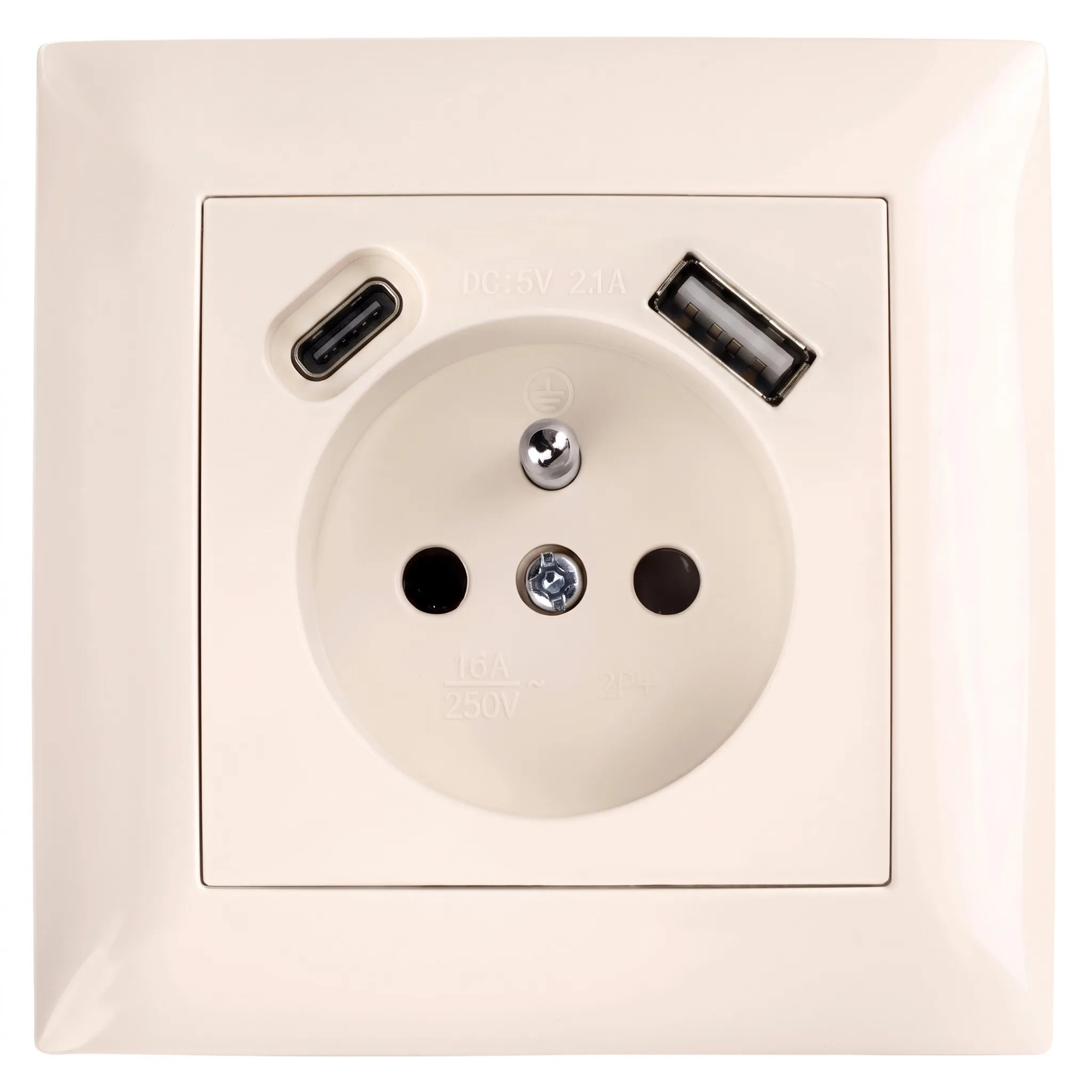 Toolight Einzelsteckdose Mit Erdung Und Rahmen + Usb-a Usb-c Oste Jnh004-g Beige