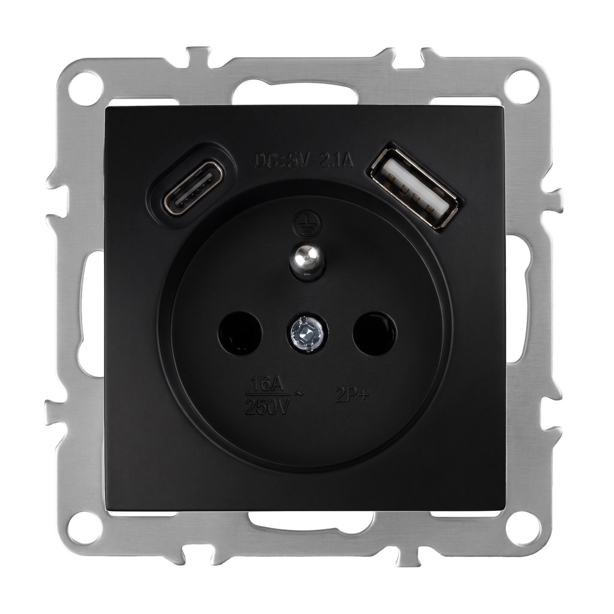 Toolight Einzelsteckdose Mit Erdung + Usb-a Usb-c Oste Jnh004-g Black