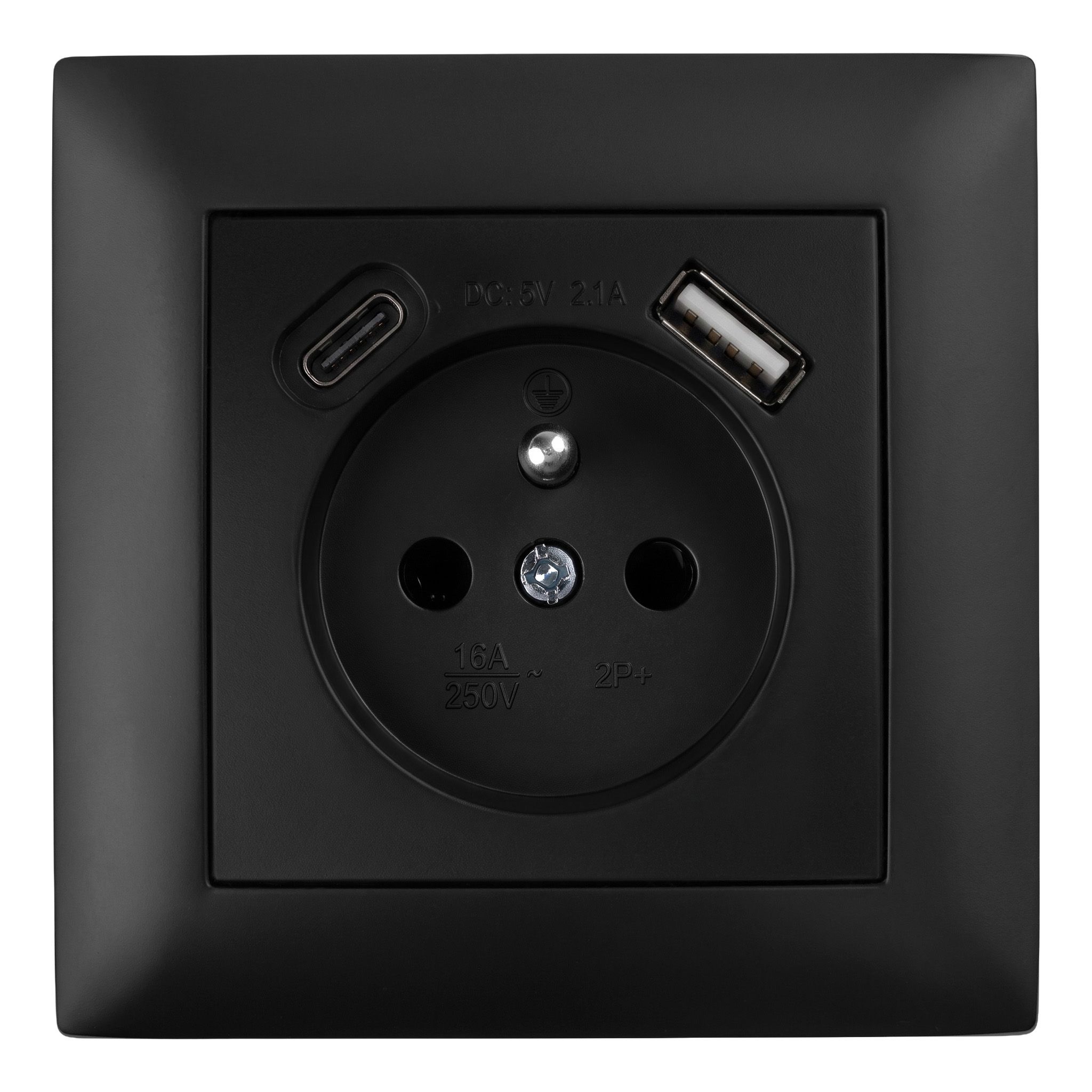 Toolight Einzelsteckdose Mit Erdung Und Rahmen + Usb-a Usb-c Oste Jnh004-g Black
