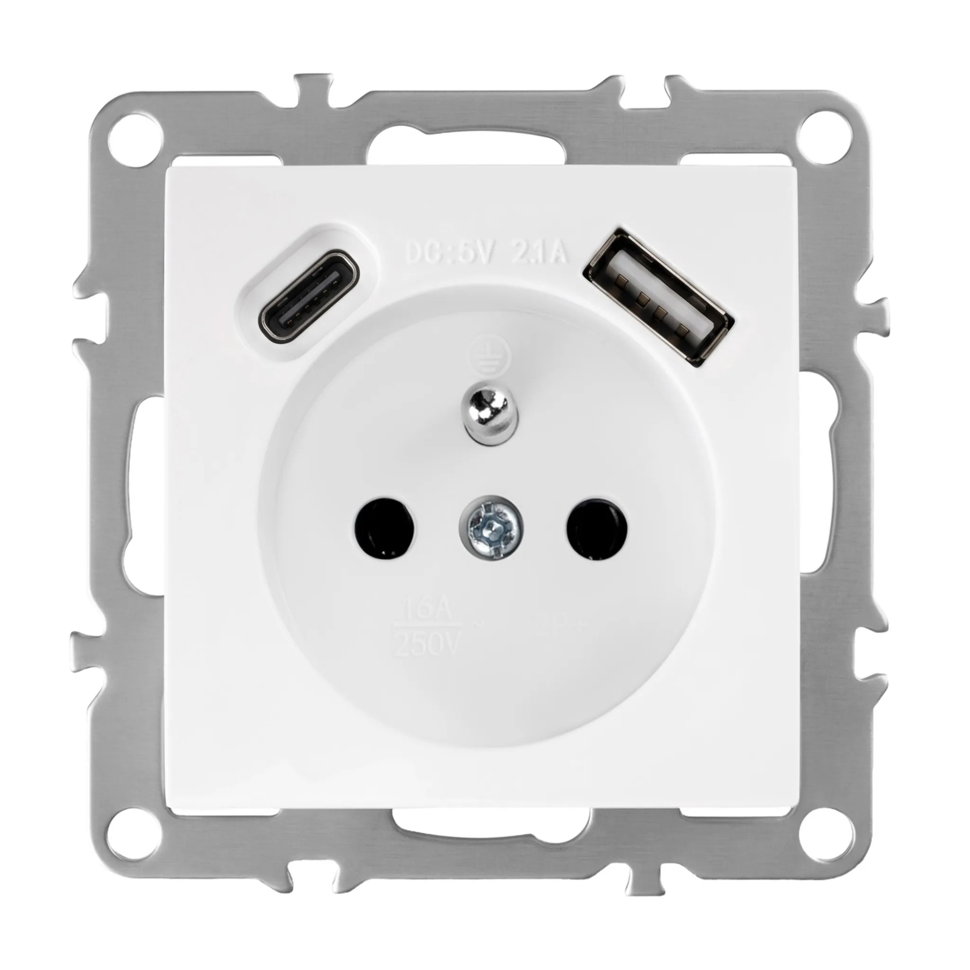 Toolight Einzelsteckdose Mit Erdung + Usb-a Usb-c Oste Jnh004-g White