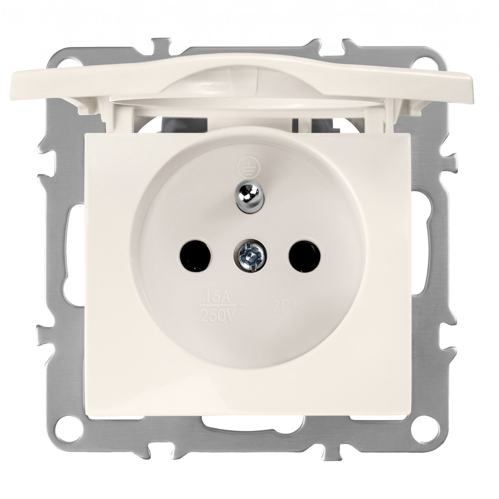 Toolight Einzelsteckdose Mit Erdung Und Klappe Oste Jnh005-g Beige