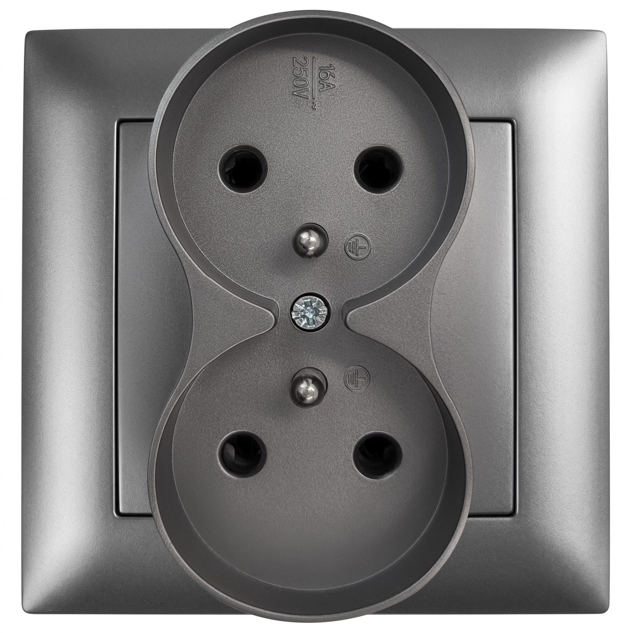 Toolight Doppelsteckdose Mit Erdung Und Rahmen Oste Jnh002-g Grey