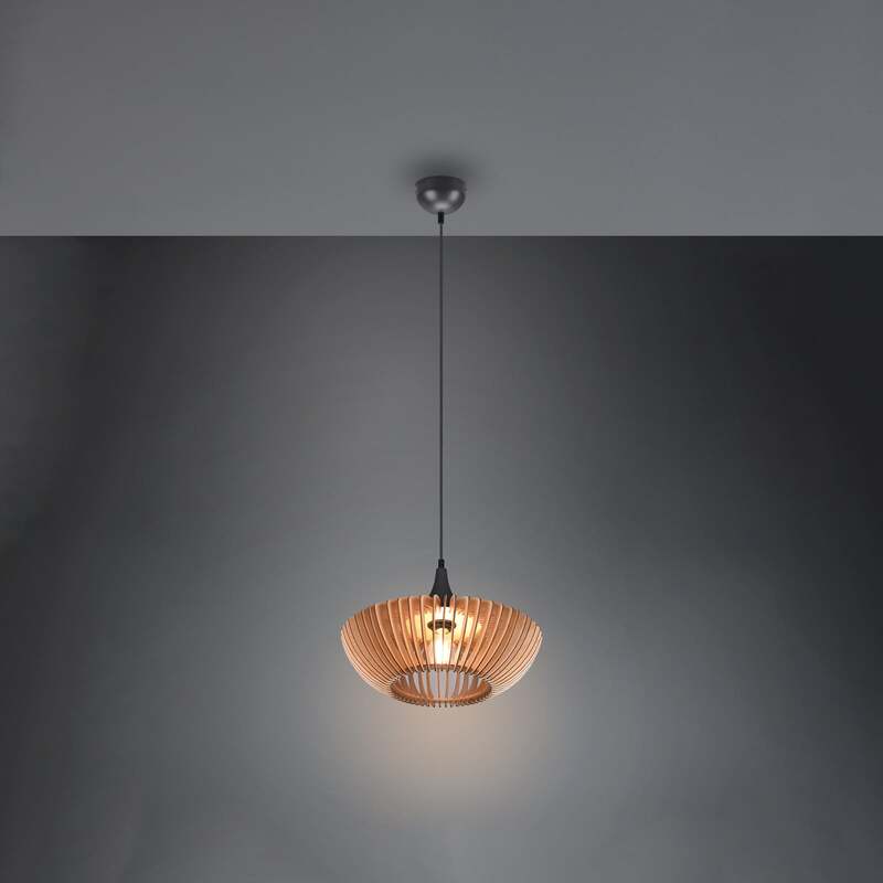 [neuwertig] B-ware Trio Lighting Hängelampe Hängeleuchte Colino Led Pendelleuchte Dimmbar Holz Hell