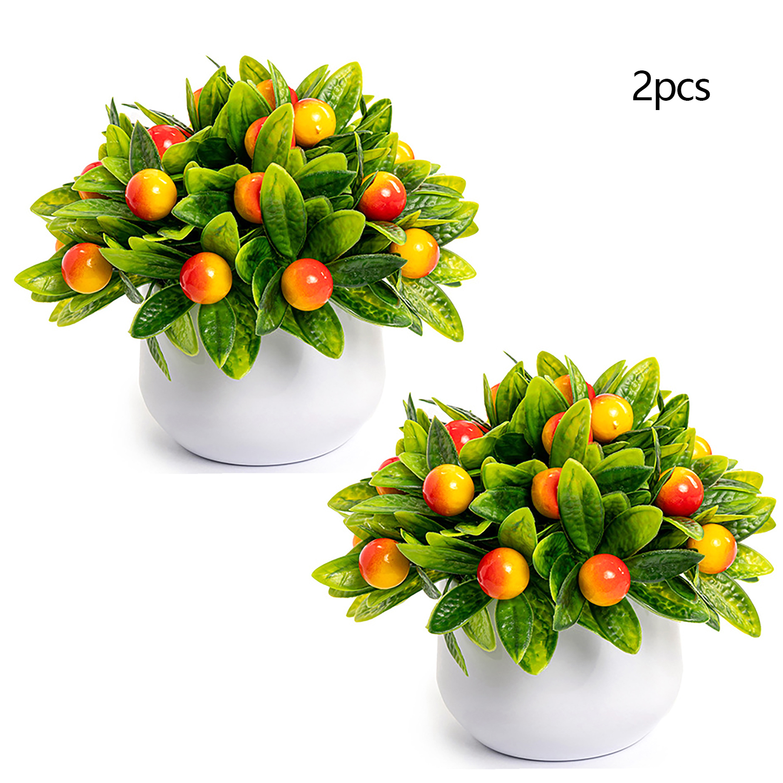 (2er-set) 2 Künstliche, Herzförmige Topfpflanzen, Kleine Früchte, Bonsai, Künstliche Blumendekoration, Fotorequisite, Bürodekoration (goldene Glücksfrucht)