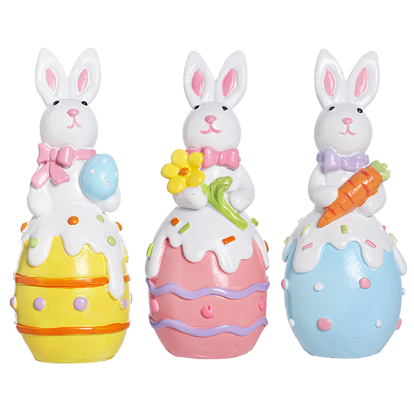 (3-teiliges Set) 3 Osterdekorationen, Bezaubernde Osterhasen-eier Aus Kunstharz, Geschenke Für Osterpartys (gelb + Rosa + Hellblau)