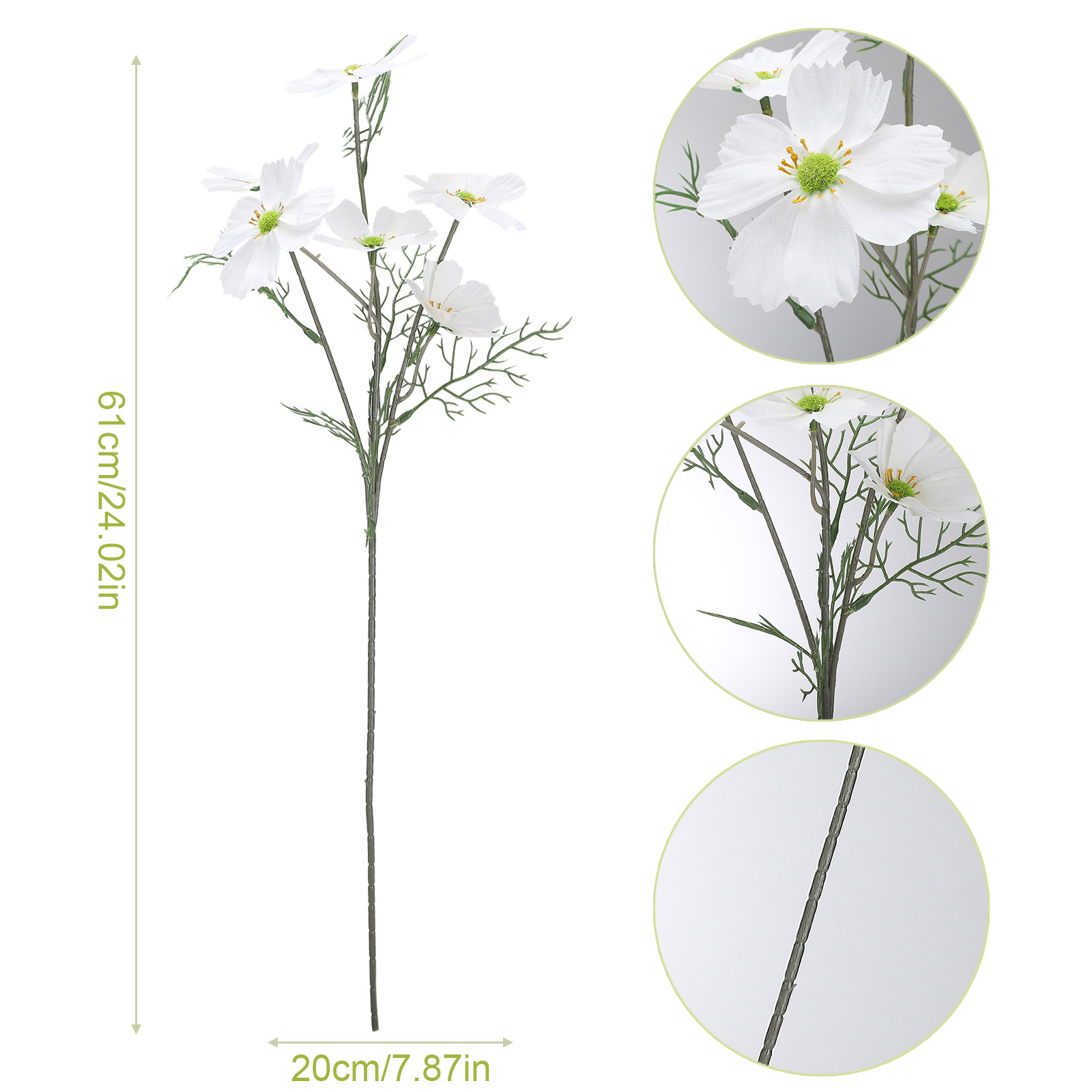 (5 Pro Packung) (dunkelviolett) Künstliche 6-köpfige Kosmeen Und Tibetische Gänseblümchen (gesamtlänge Ca. 60 Cm, Durchmesser Des Großen Blütenkopfes Ca. 9 Cm, Durchmesser Des Kleinen Blütenkopfes Ca.