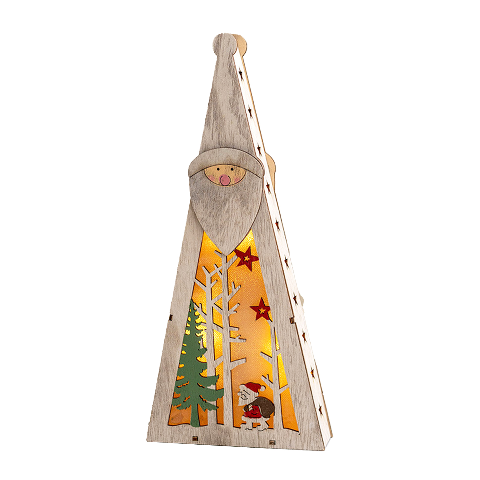 (benötigt 2 Aa-batterien) Weihnachtliches Nachttisch-licht Aus Holz – Alter Mann, Schneemann, Rentier – Leuchtkasten Aus Holz (modell D)