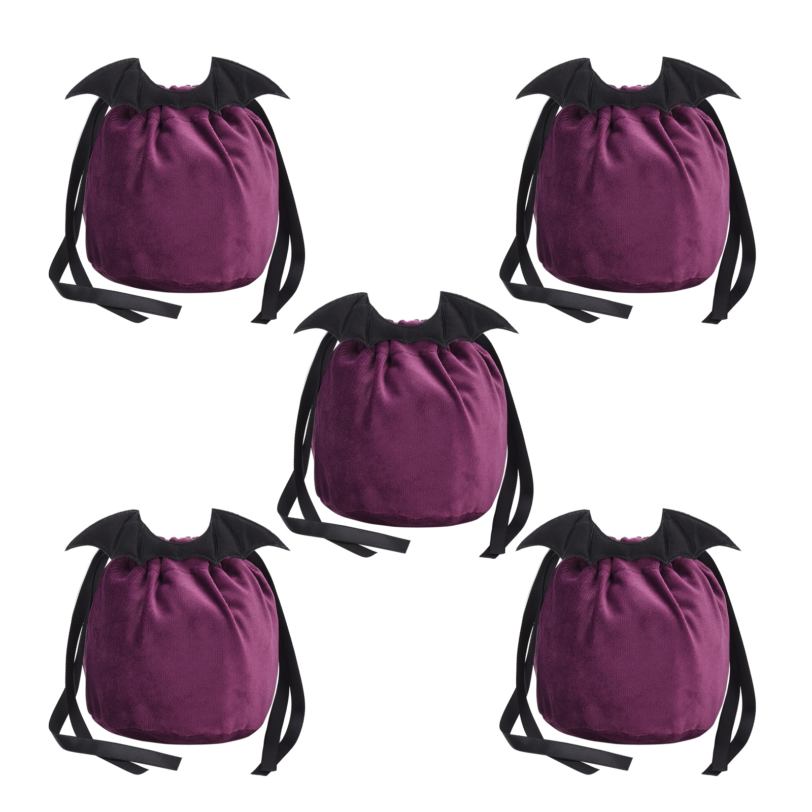 (black Bat) Set Mit 5 Samt-geschenktüten Für Halloween Und Weihnachten, Perfekt Zum Verpacken Von Süßigkeiten Und Anderen Geschenken.
