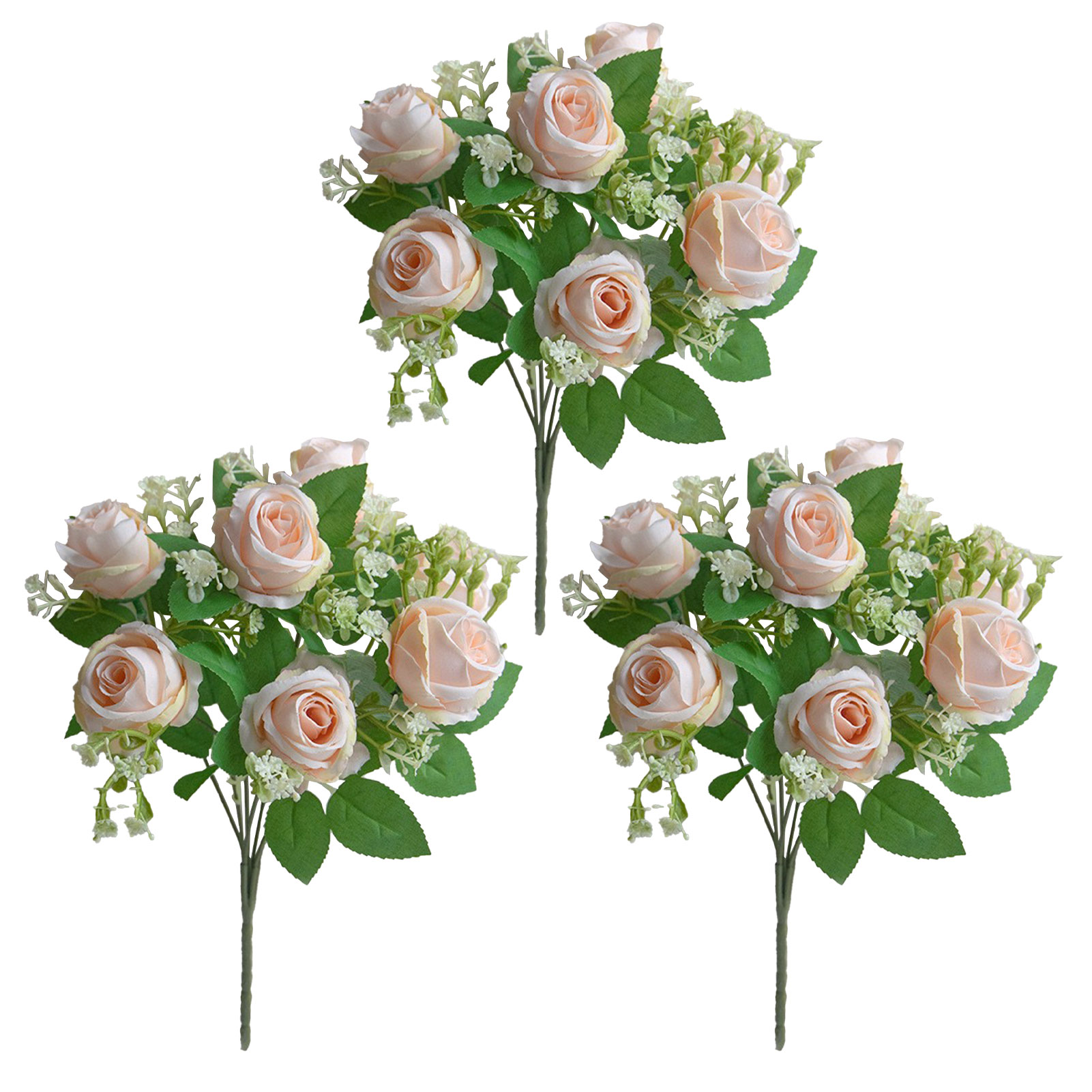 (champagnerfarben, 7 Köpfe, 33 Cm) Strauß Aus 3 Künstlichen Rosen Mit 7 Köpfen Für Hochzeitsdekoration, Künstliche Blumen Für Fotografie, Accessoires Und Kunstblumen (3 Stiele Pro Beutel)