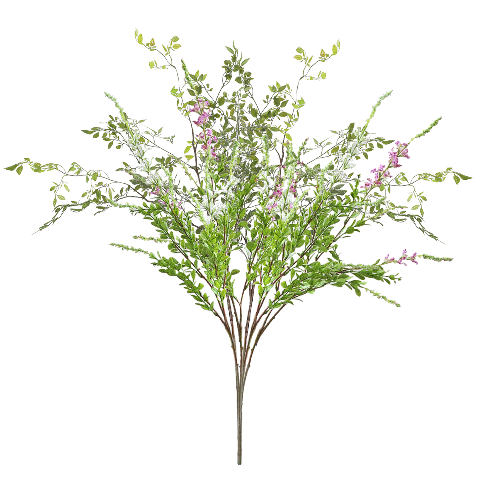 (gebogen) (2 Weiße Stängel + 2 Violette Stängel) 4 Künstliche Salbeistängel, Rustikaler Dekostrauß, Salbeipflanze