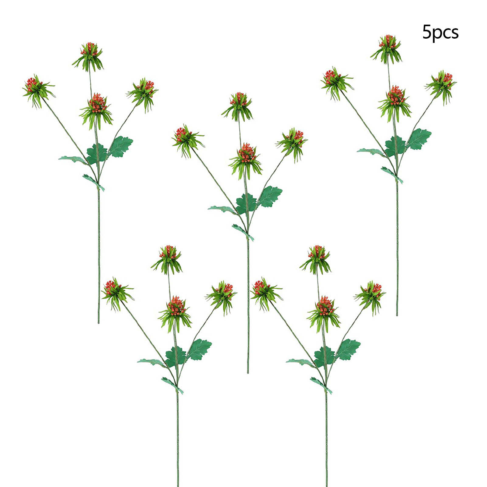 (nach Dem Falten.) (orange-gelb) Set Aus 5 Künstlichen Naturpflanzen, 4-fach Verzweigtem Laub Und Mehreren Früchten, Kleinen Erythroiden, Dekorativen Floralen Elementen Für Eine Hochzeit Mit Waldthema