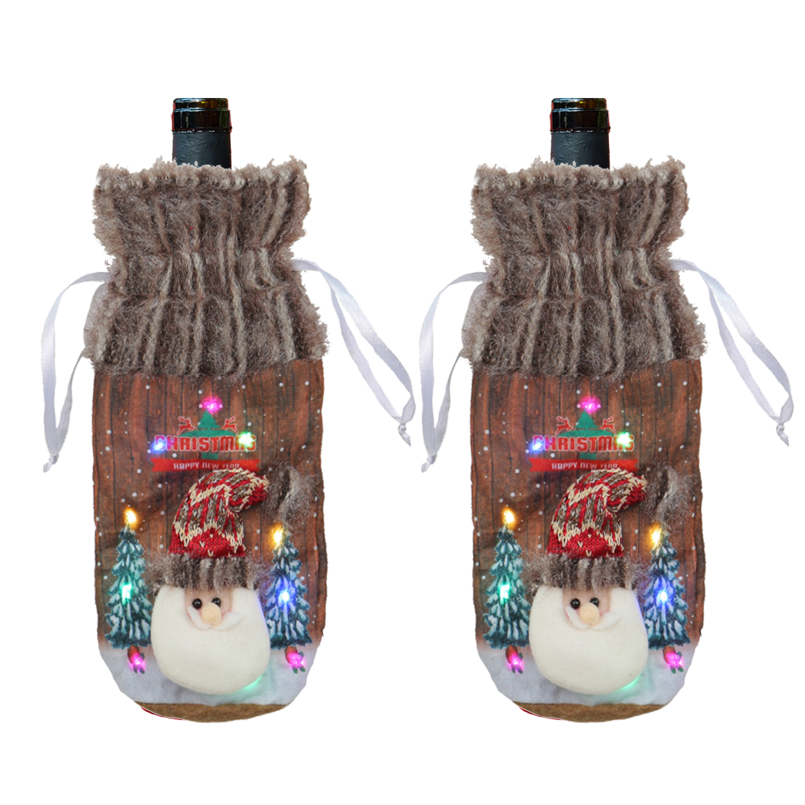 (produkt Für Senioren) Set Mit 2 Leuchtenden Weinflaschenhüllen (restaurant/bar), Kreative Leuchthüllen Für Rotweingläser, Weihnachtsdekoration Fürs Büro