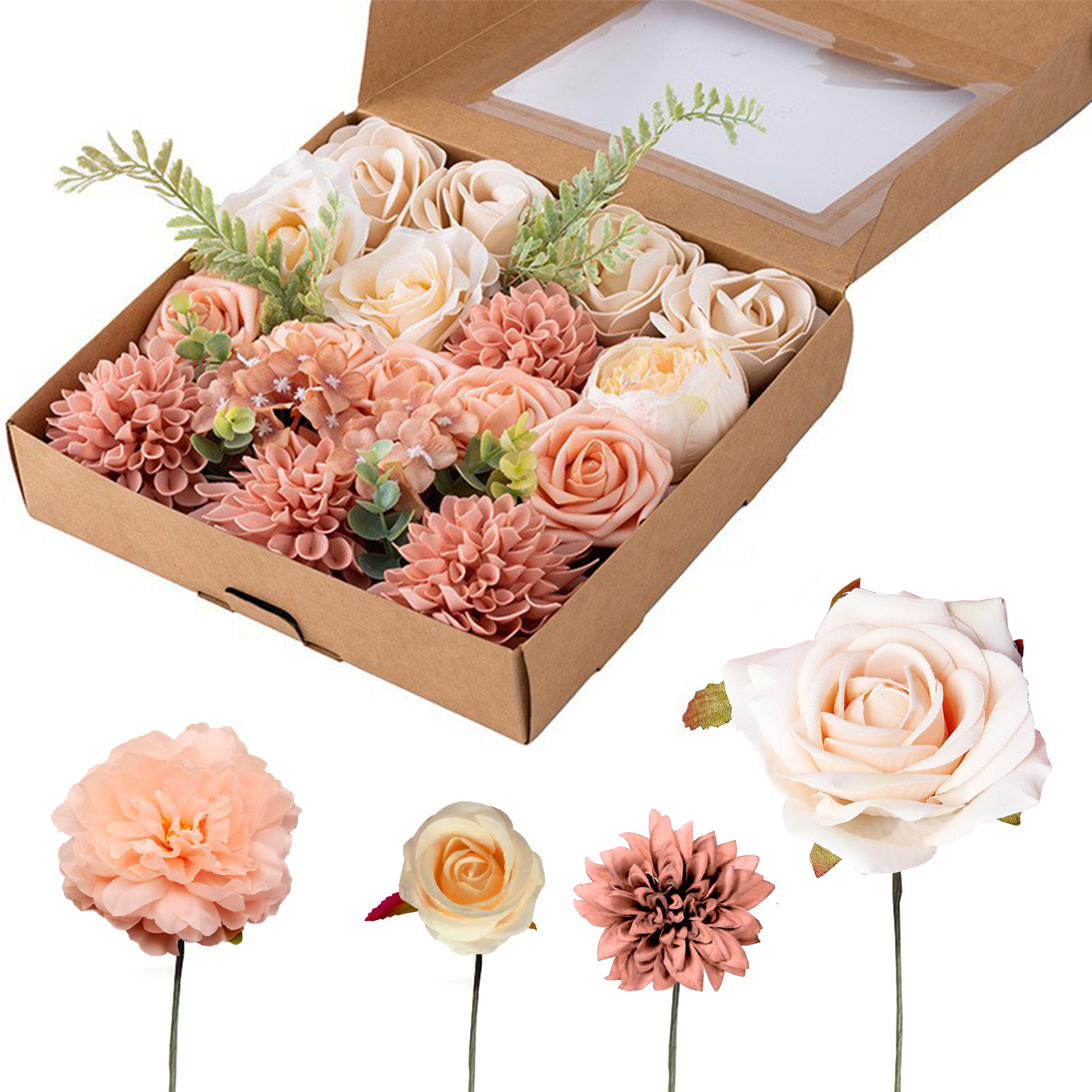 (stil 10) Diy-brautstrauß, Blumenstrauß In Geschenkbox Für Die Feiertage, Diy-stielblumenstrauß Für Zuhause