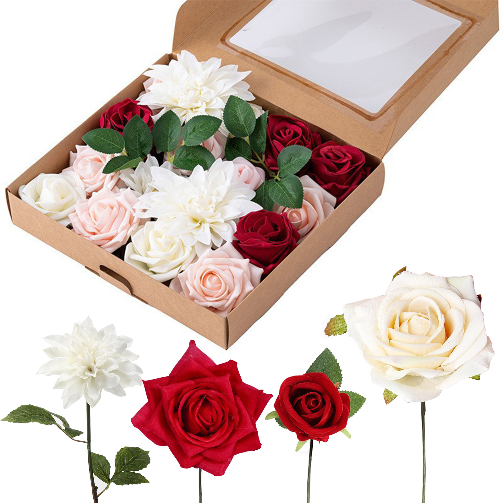 (stil 7) Diy-brautstrauß, Blumengeschenkbox Mit Stiel, Binden Sie Ihren Eigenen Brautstrauß Für Zuhause