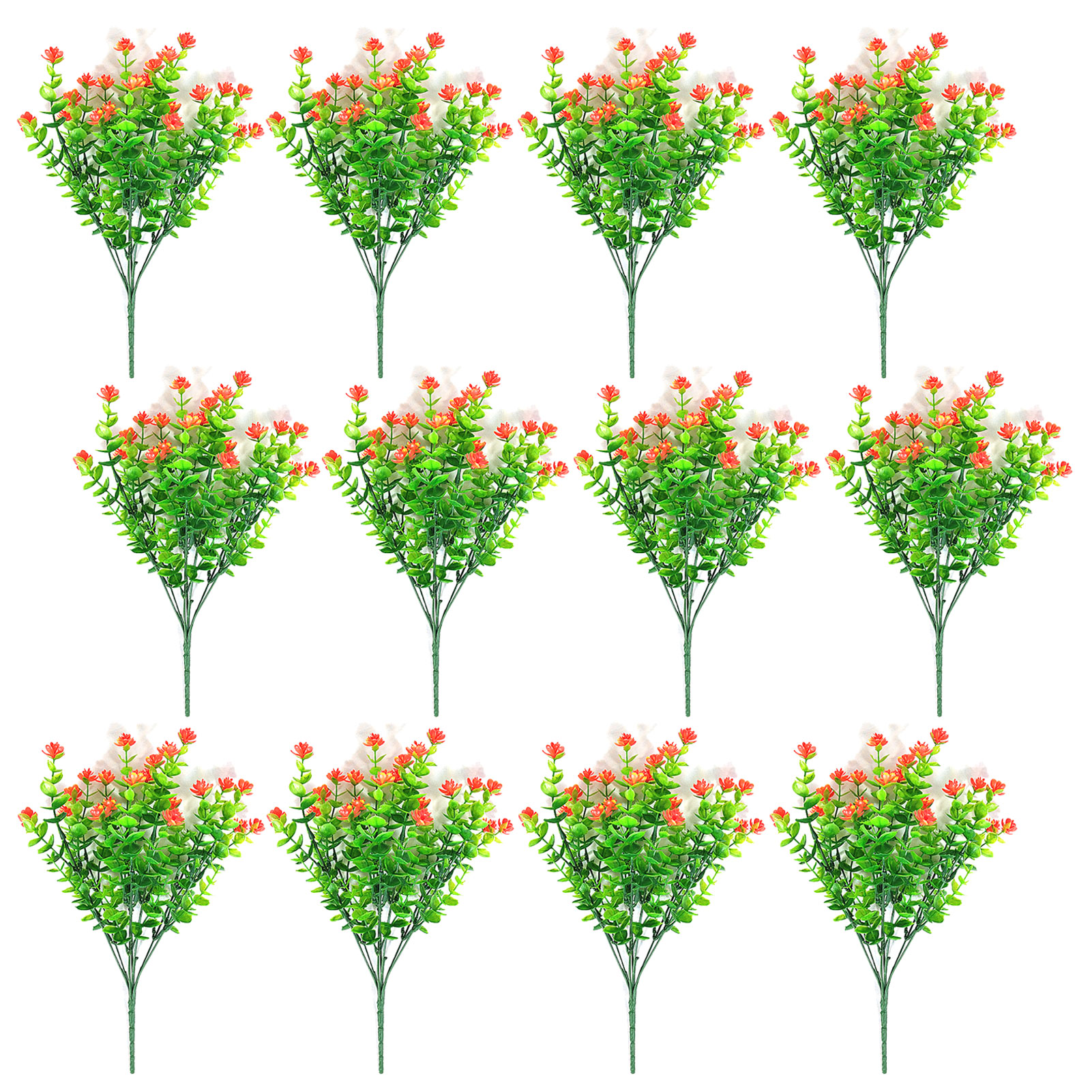 12 Stück (eucalyptus Camellia Sunset) Künstliche Eukalyptus-kamelie, Künstliches Schleierkraut, Siebenfacher Eukalyptus-rosenstrauß (verpackungsgebühr + 0,3 Yuan Pro Set)