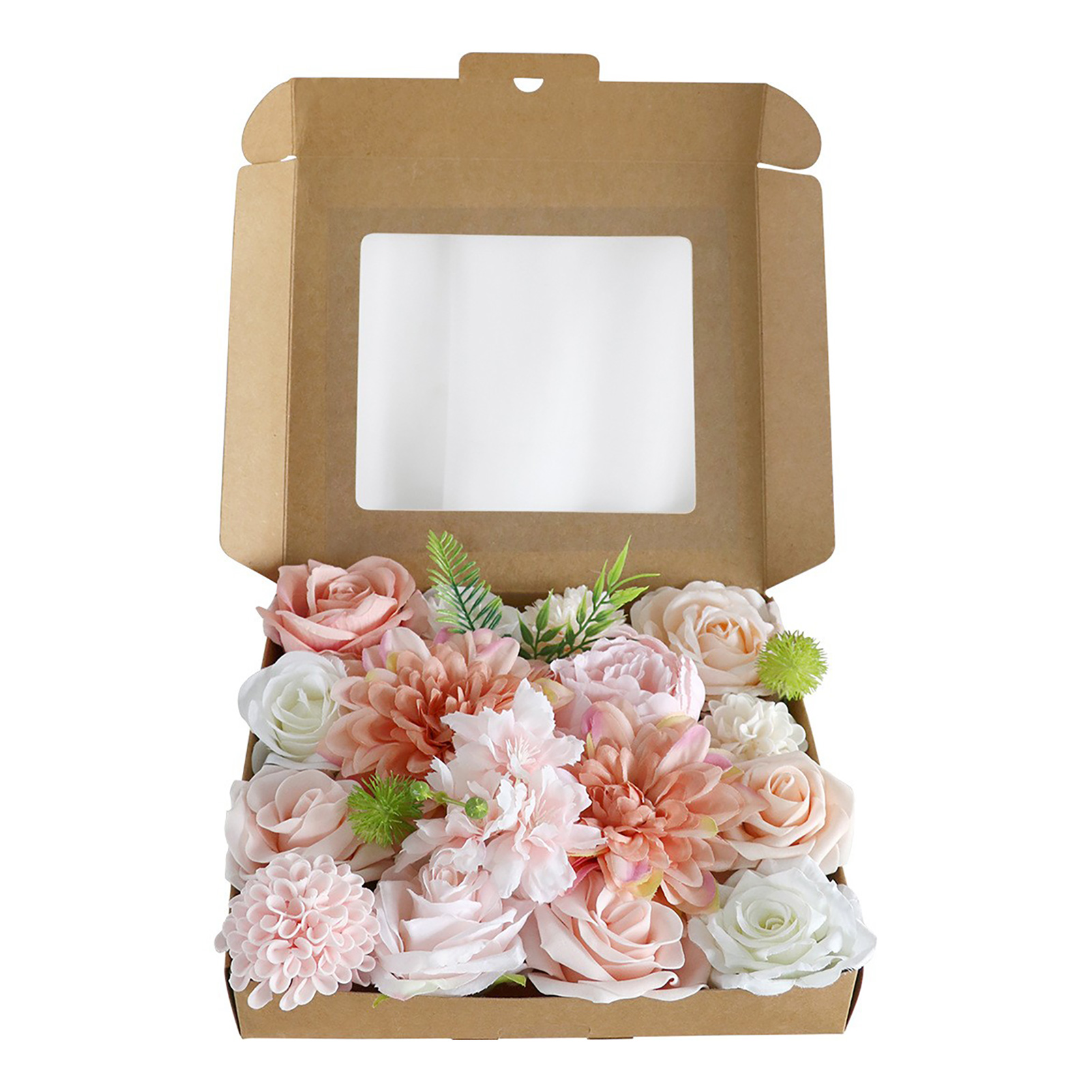 Blumenarrangement In Einer Box Mit Rosa, Champagnerfarbenen Und Weißen Rosen – Kunstblumen In Einer Box Für Hochzeiten, Gastgeschenke, Diy-dekorationen, Künstliche Brautsträuße, Hochzeitstagsfeiern Un