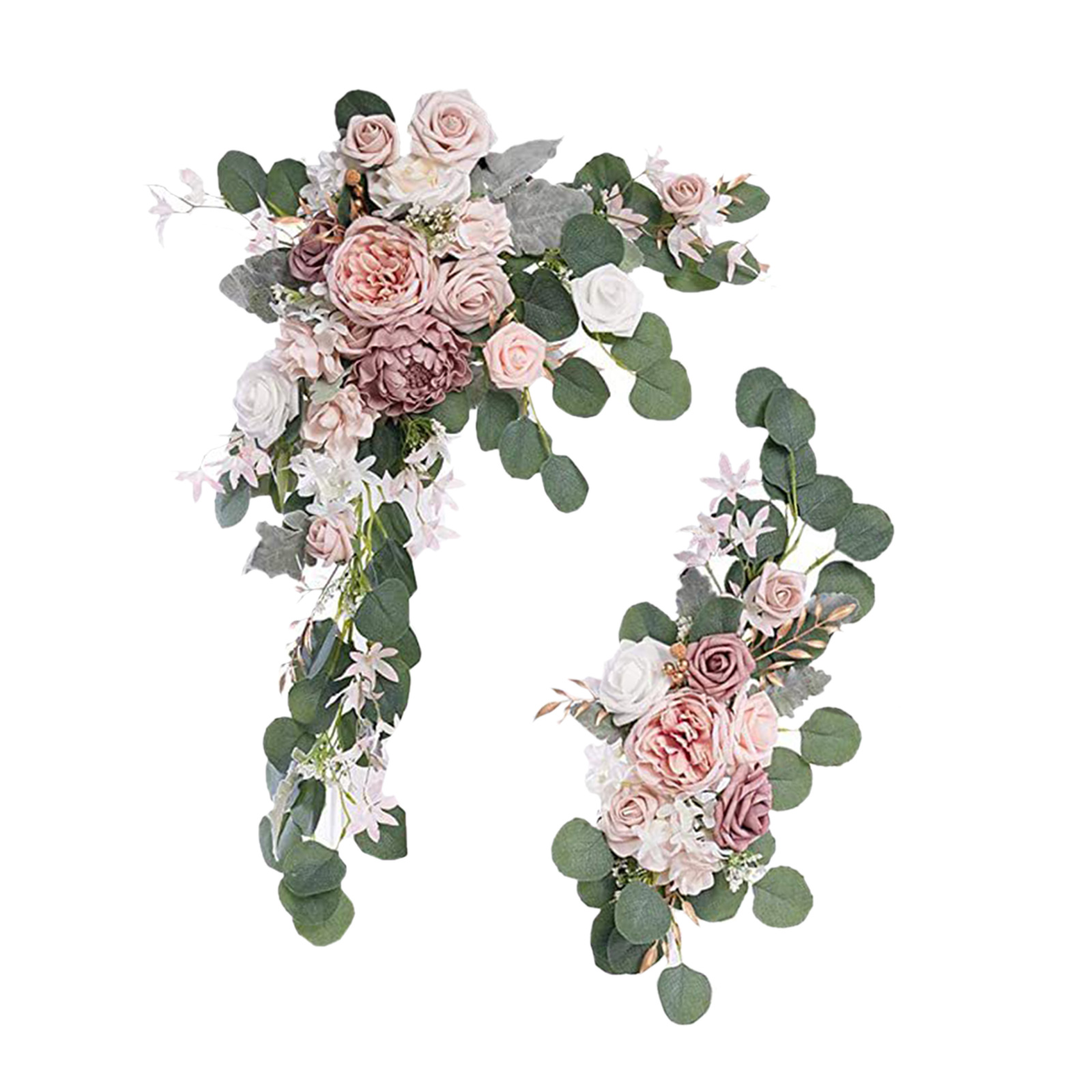 Blumenbogen-set Für Hochzeiten (70 X 50 Cm, 50 X 25 Cm), Künstliche Seidenblumengirlande, Für Drinnen Und Draußen, Champagner