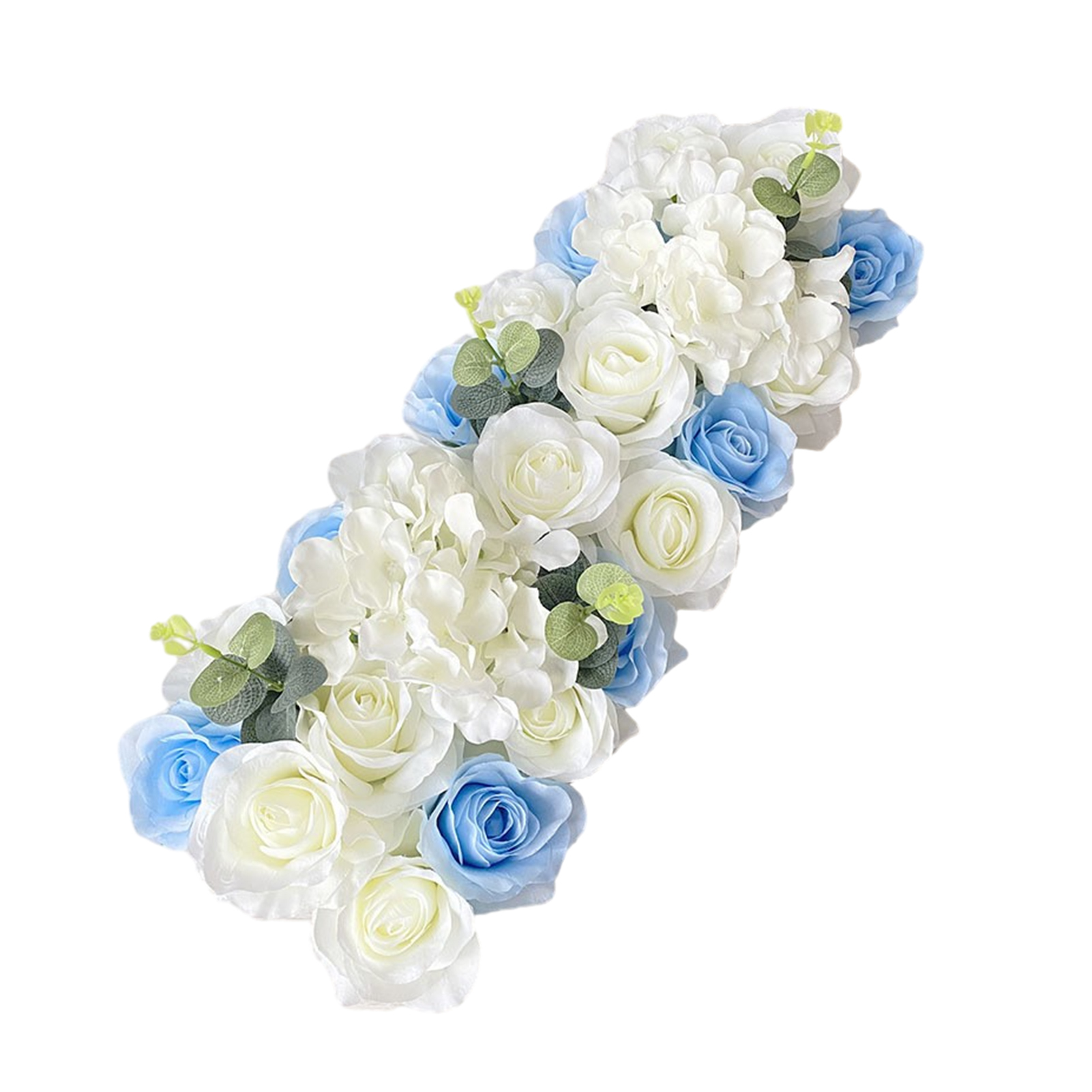 Künstlicher Hochzeitsbogen, 50 Cm Hoch, Mit Seidenrosen Und Hortensien, Blumengesteck, Dekoration Für Die Hochzeitszeremonie, Weiß Und Blau