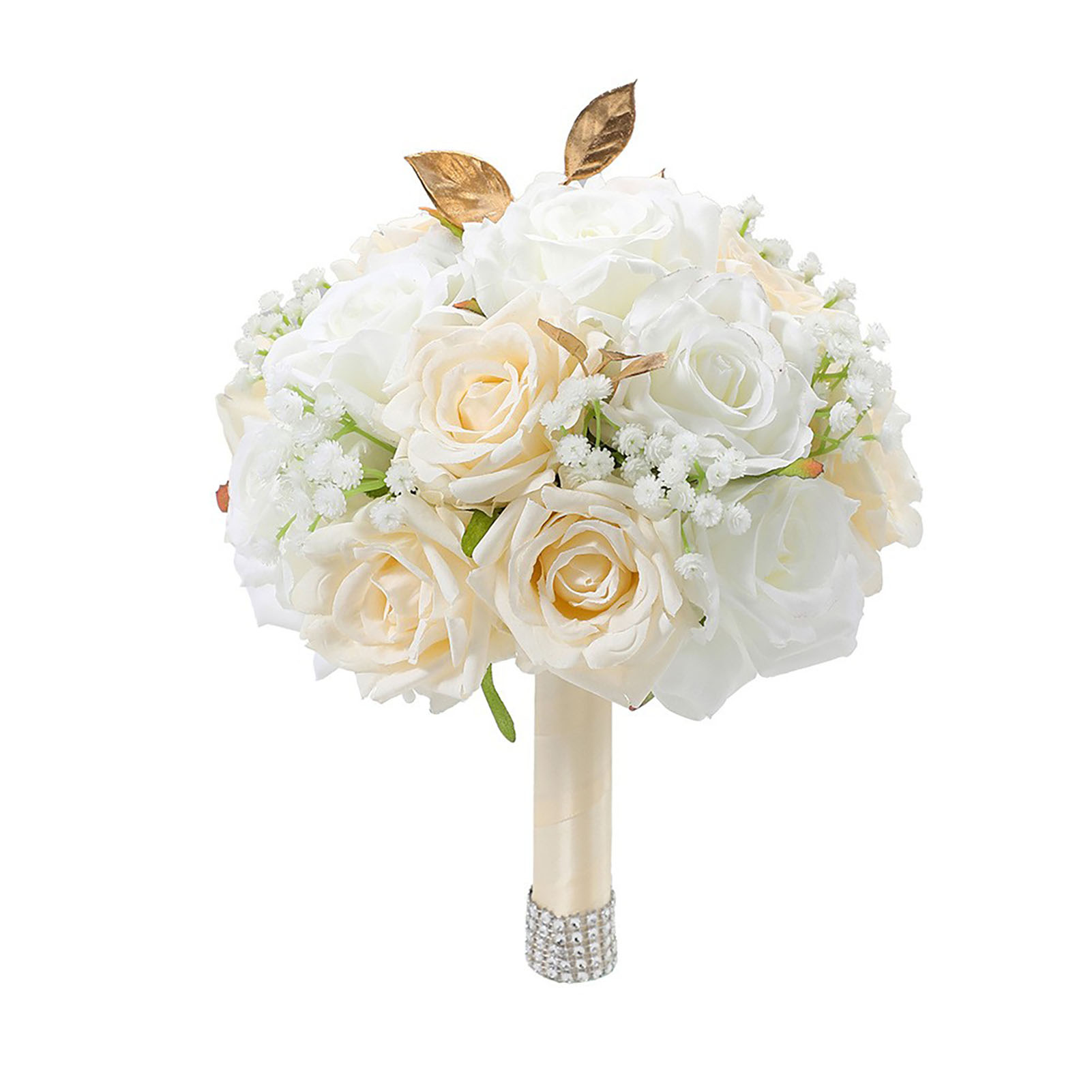 Champagnerfarbener Brautstrauß, Hochzeitsstrauß Für Bräute Und Brautjungfern, Blumenarrangement Aus Rosen.