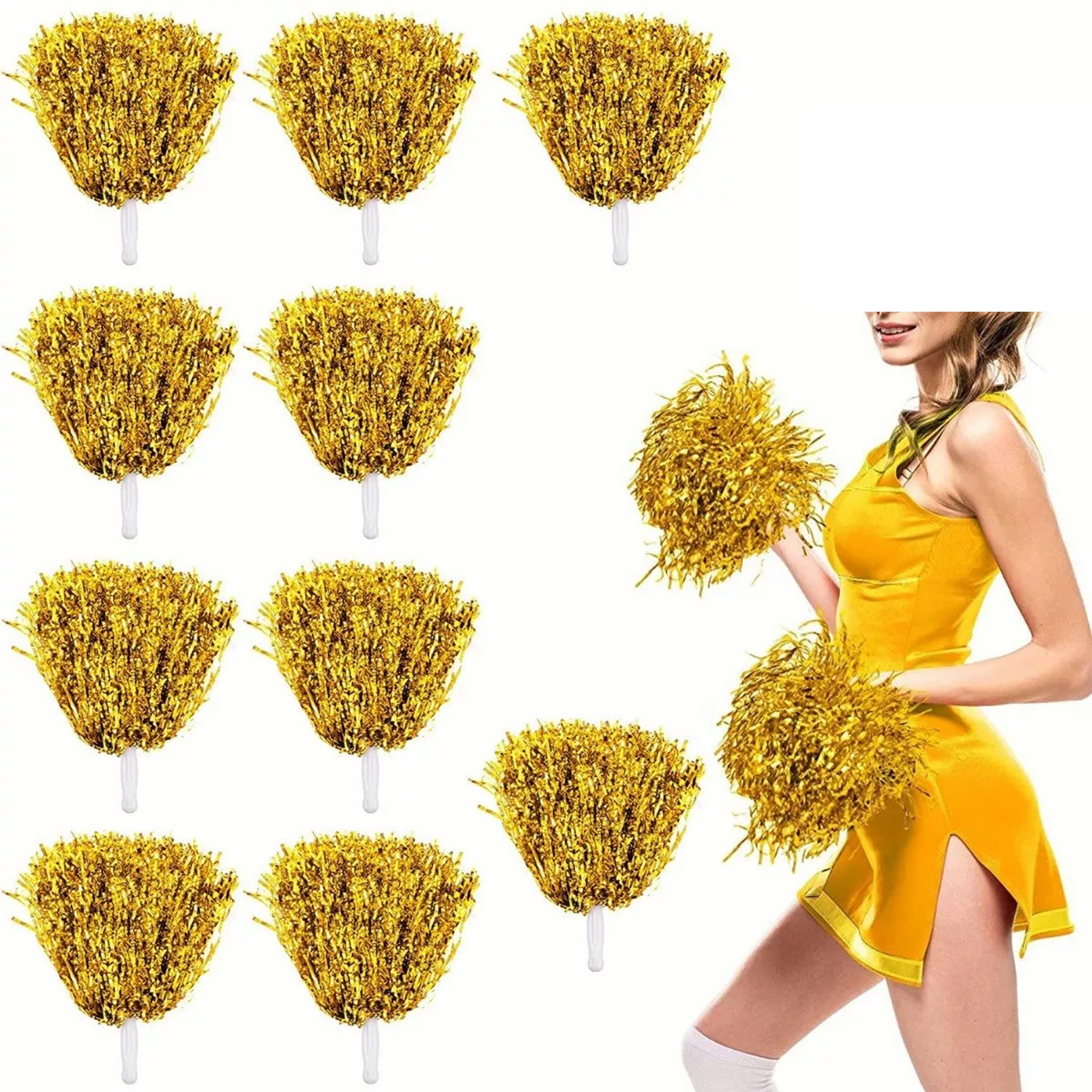 Packung Mit 10 Cheerleading-pompons Mit Geradem Griff, Wiederverwendbar, Aus Kunststoff Mit Lichteffekt, Für Basketball Und Baseball.