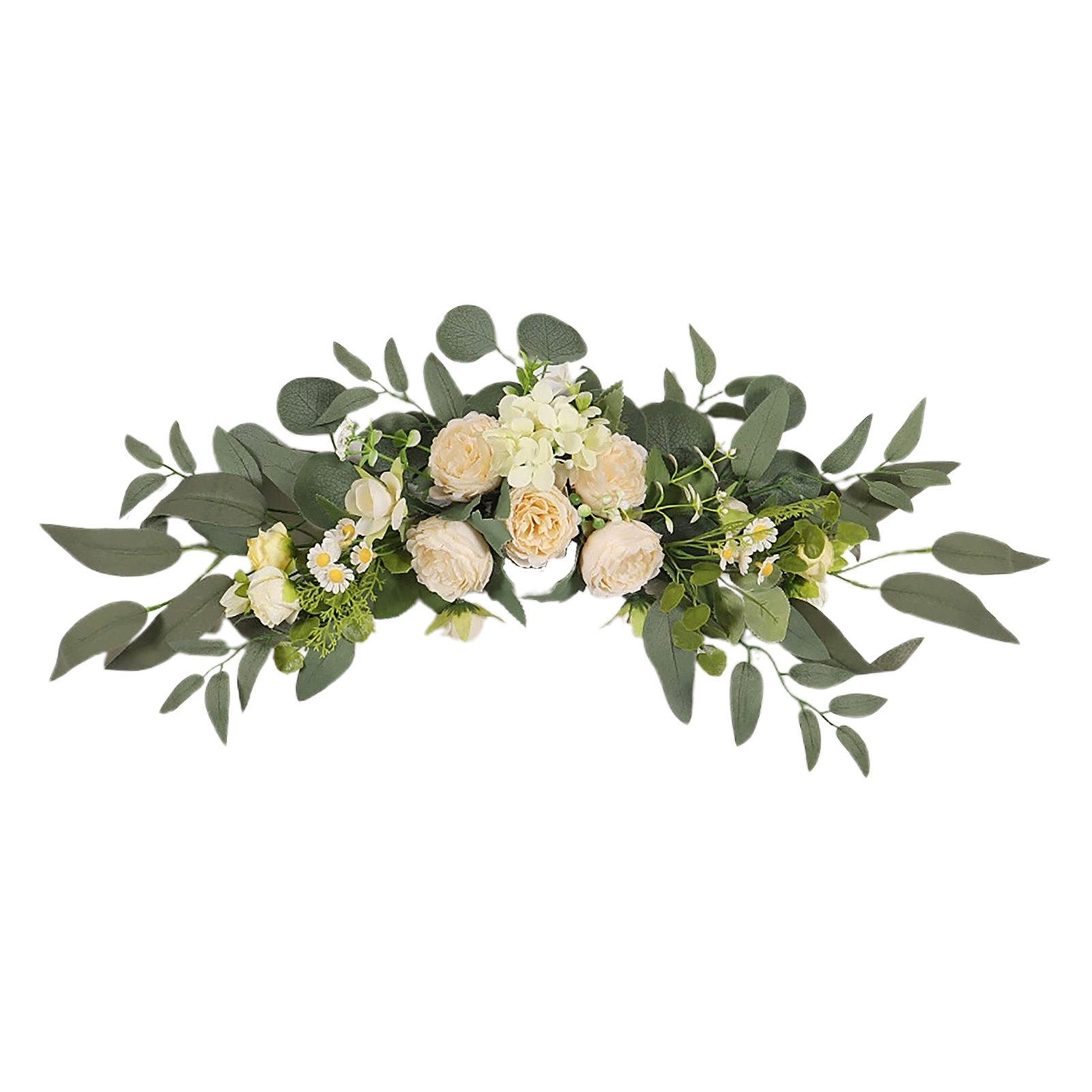 Dekorativer Bogen Aus Pfingstrosen Und Weidenblättern – Champagnerfarben (ohne Beleuchtung) – Wanddekoration Für Frühlings-/sommerhochzeiten – Künstliche Pflanzen, Seidenblumen, Bogen Für Hochzeitsfot