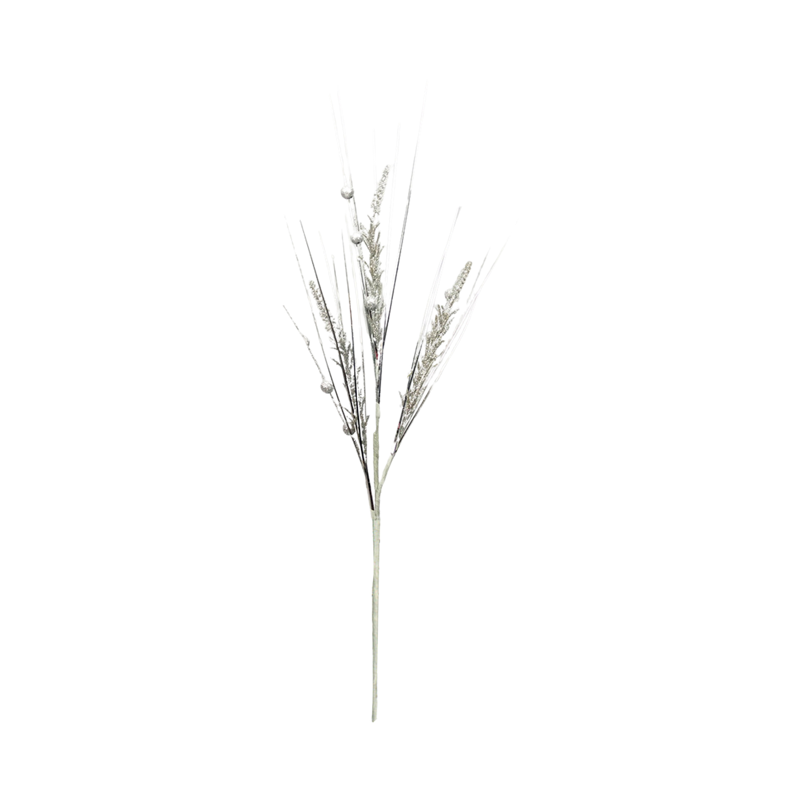 Dekorative, Gebogene Weihnachtsbaumzweige In Glitzerpuder, Weihnachtsbaumzweige Zum Anbringen, Ambiente-elemente, Künstliche Zweige, Fuchsschwanzgras, Ringelblume – Silber