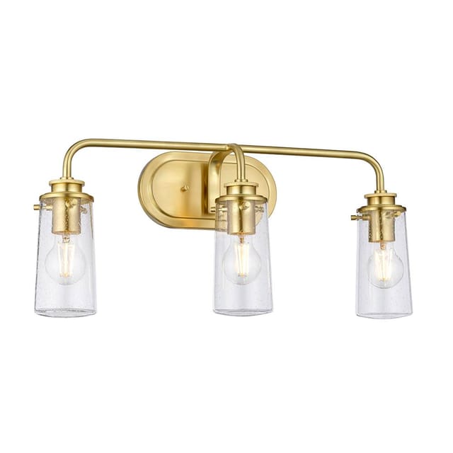 Wandleuchte Wandlampe Glaslampe Bad Feuchtraum Ip44 Messing 3x E27 B 60,3 Cm