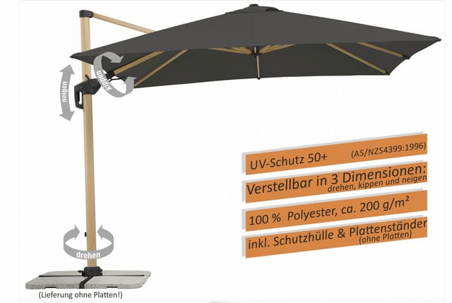 Pflanzen Kölle - Schneider Sonnenschirm Rhodos Twist Woody Anthrazit 300 X 300 Cm Ampelschirm