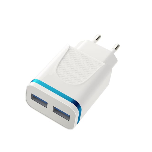 Netzteil Schnell Ladegerät 2,1a Tragbares 2x Usb Dual Port Fast Charge Reiseladegerät Steckdose + 1,2m Micro-usb Kabel Kompatibel Mit Smartphones, Tablets, Micro-usb In Weiß - Sunix