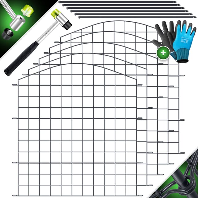 Kesser® Teichzaun Metall, Stecksystem - Oberbogen Rund - 5er Set, Anthrazit