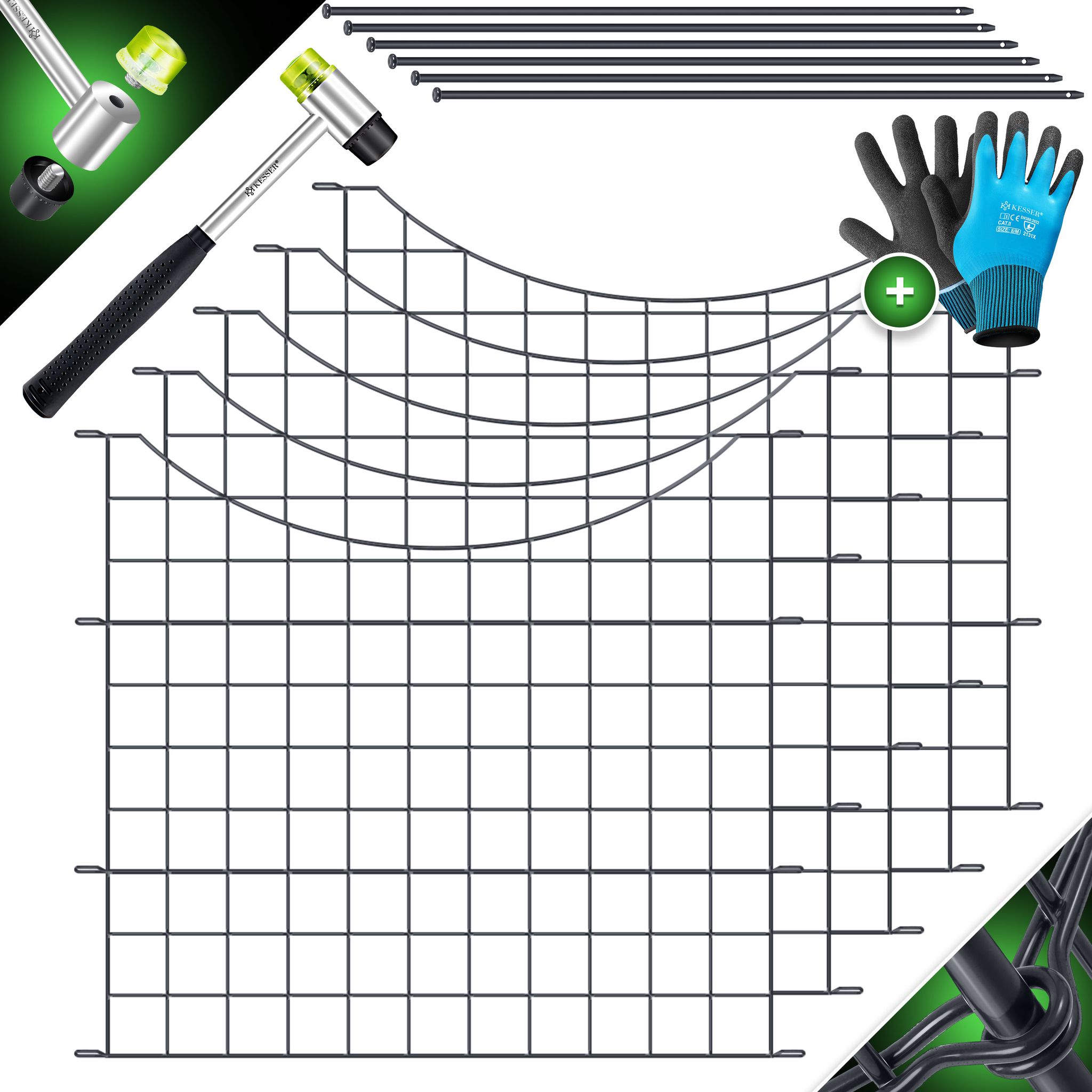 Kesser® Teichzaun Metall, Stecksystem - Unterbogen Rund - 5er Set, Anthrazit