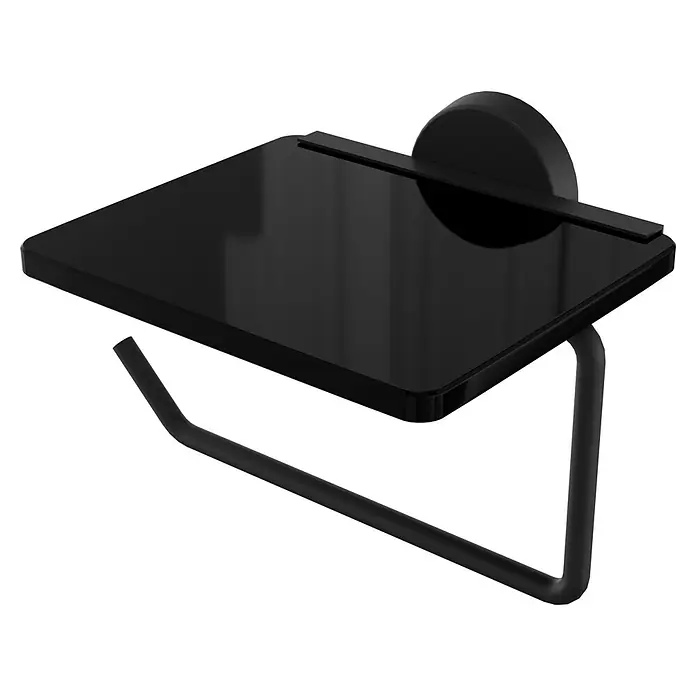 Camargue Paris Black Toilettenpapierhalter (L x B x H: 14 x 16,4 x 12,3 cm, Edelstahl, Schwarz)