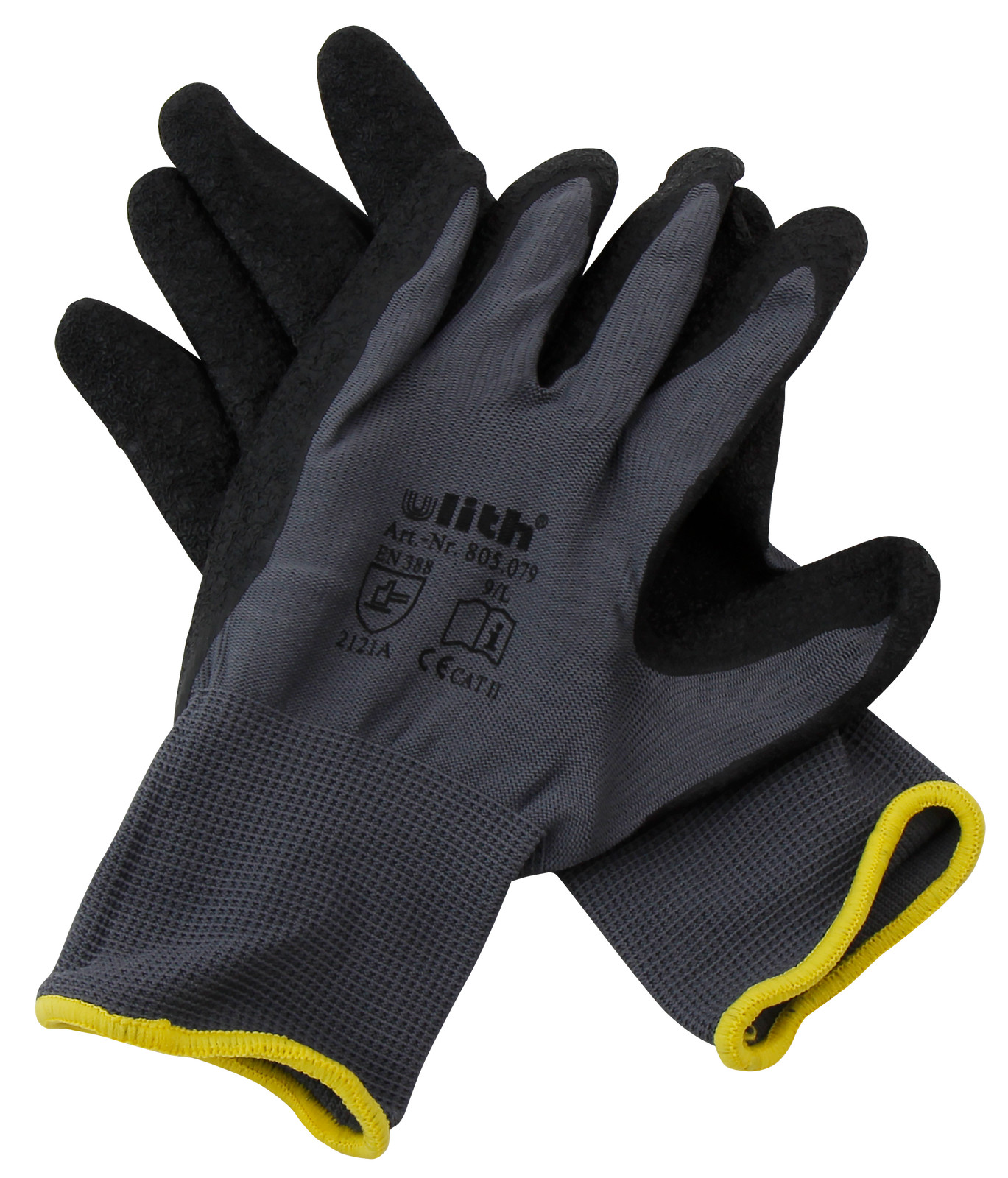 Ulith Arbeitshandschuhe Montagehandschuhe Handschuhe Latex schwarz XL grau M