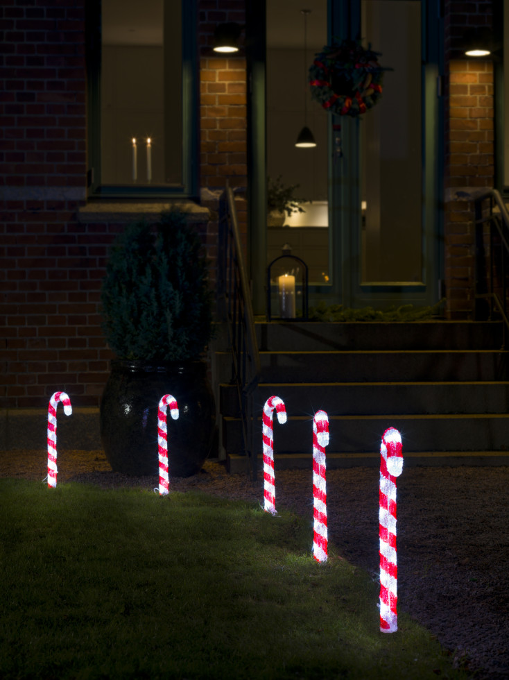 Konstsmide LED Weihnachtsdeko Zuckerstangen 80 Dioden 5er Set kaltweiß