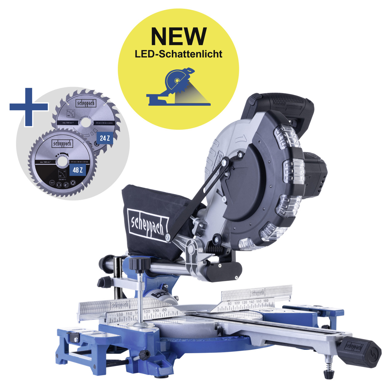 Scheppach Kappzugsäge HM216SPX mit LED-Schattenlicht & 2x Sägeblätter 2000 W Bild 4