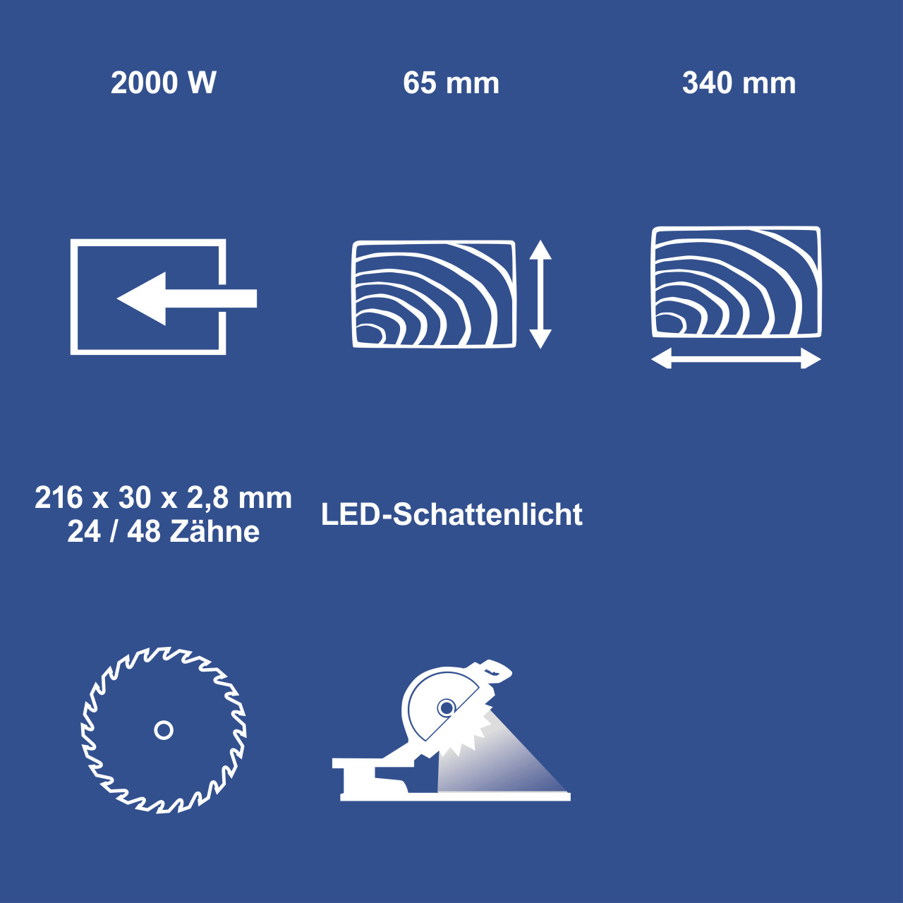 Scheppach Kappzugsäge HM216SPX mit LED-Schattenlicht & 2x Sägeblätter 2000 W Bild 5