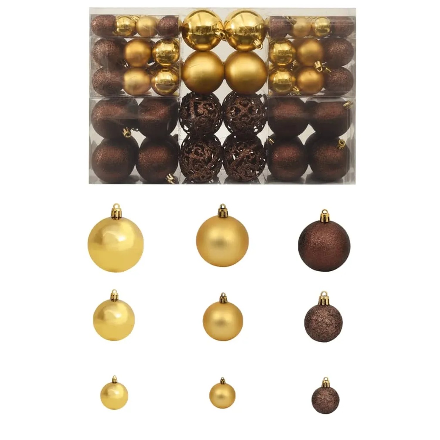 furnicato 100-tlg. Weihnachtskugel-Set 3/4/6 cm Braun/Bronze/Golden