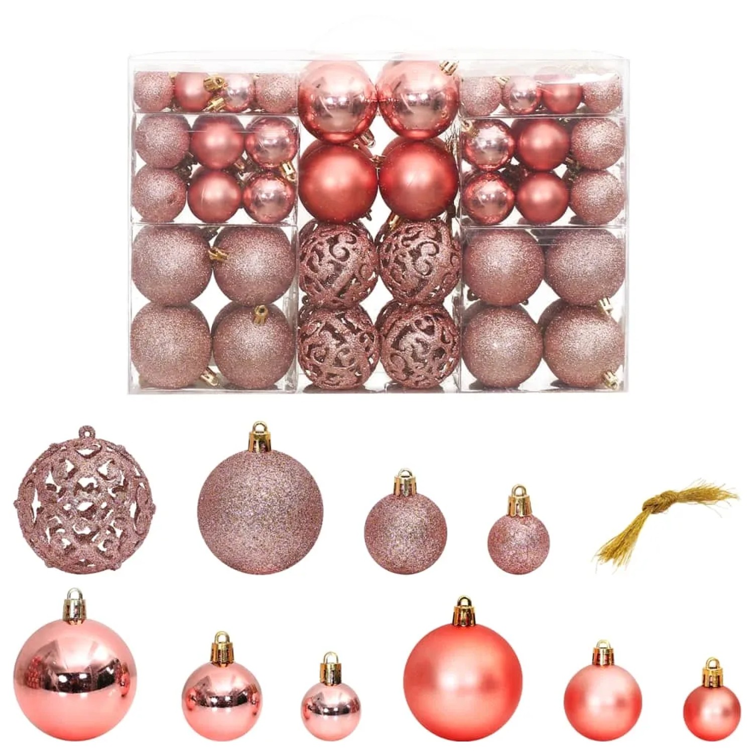 furnicato Weihnachtskugeln 100 Stk. Rosa und Rose 3 / 4 / 6 cm
