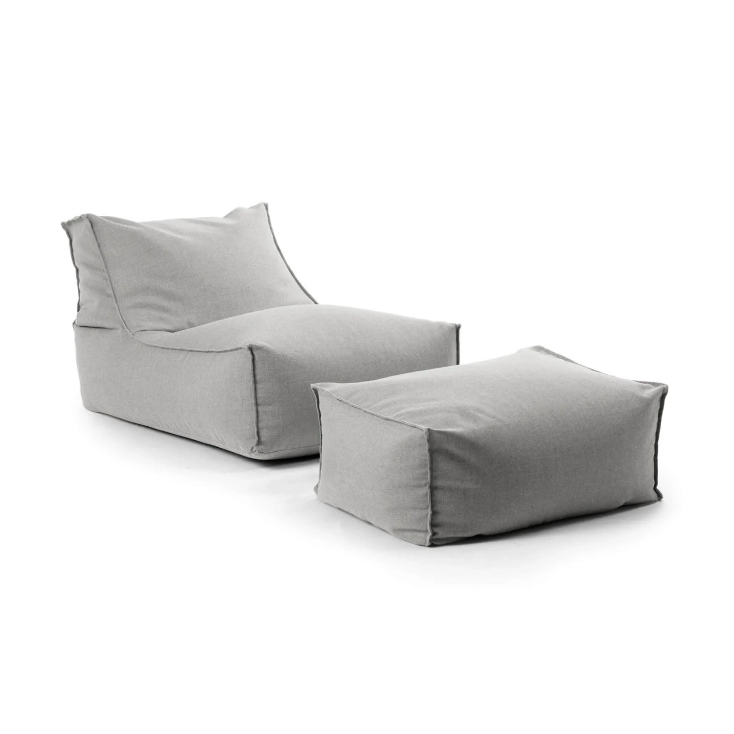 mokebo Outdoor Sitzsack und Pouf Der Sundowner Bean Bag mit Füllung und Hocker in Lichtgrau