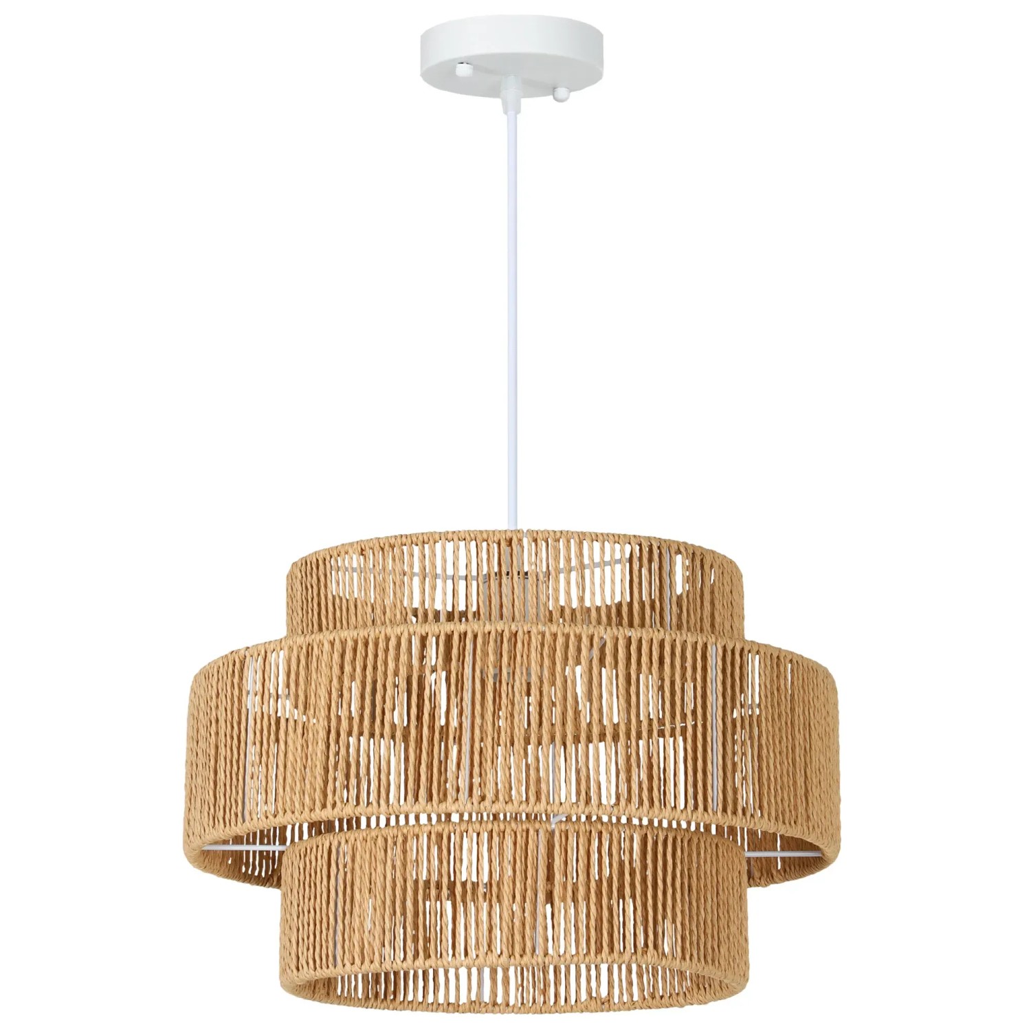 HOMCOM Pendelleuchte Hängelampe mit E27 Fassung Boho-Stil Hellbraun