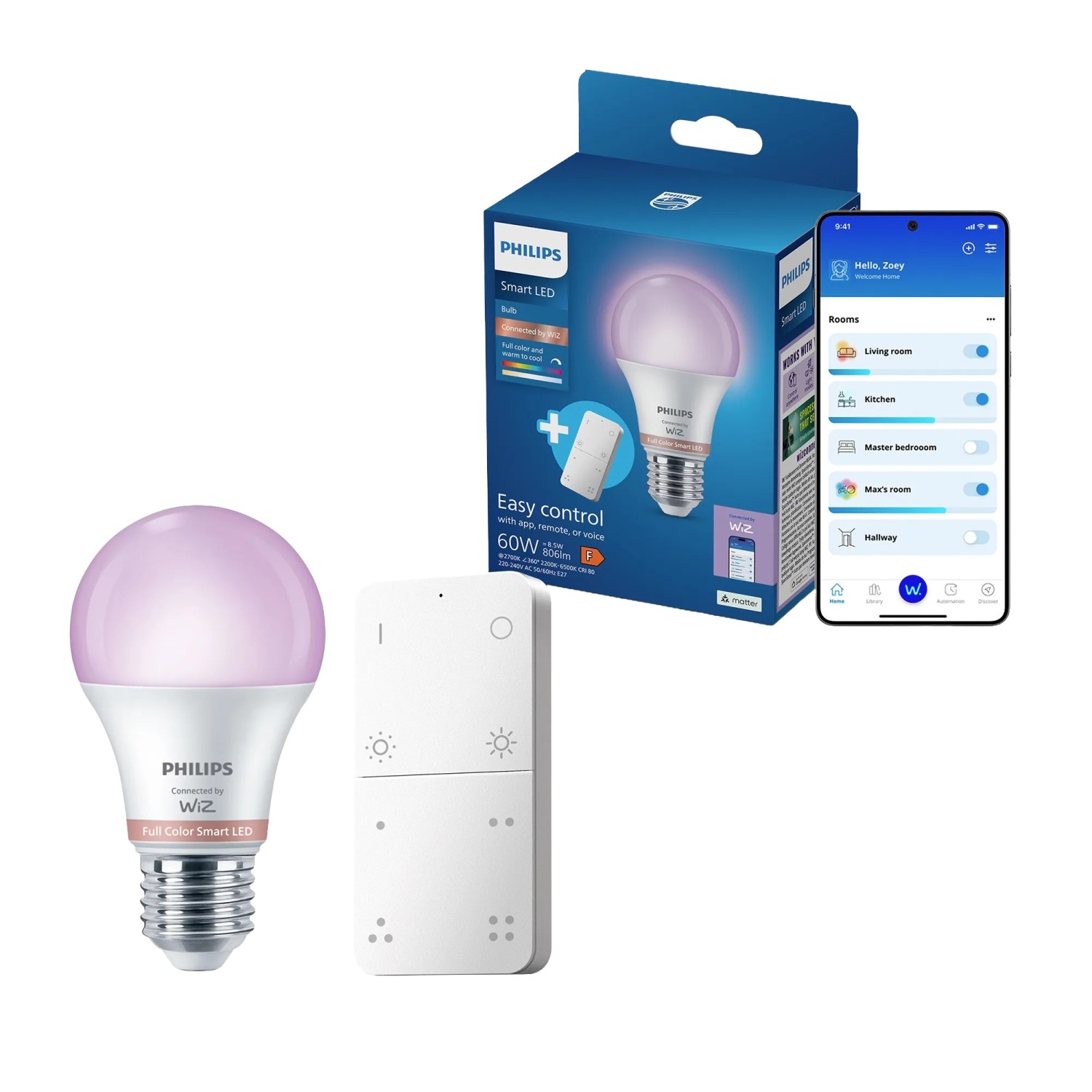 Philips Leuchtmittel Color E27 Weiß RGB 806,m Dimmbar