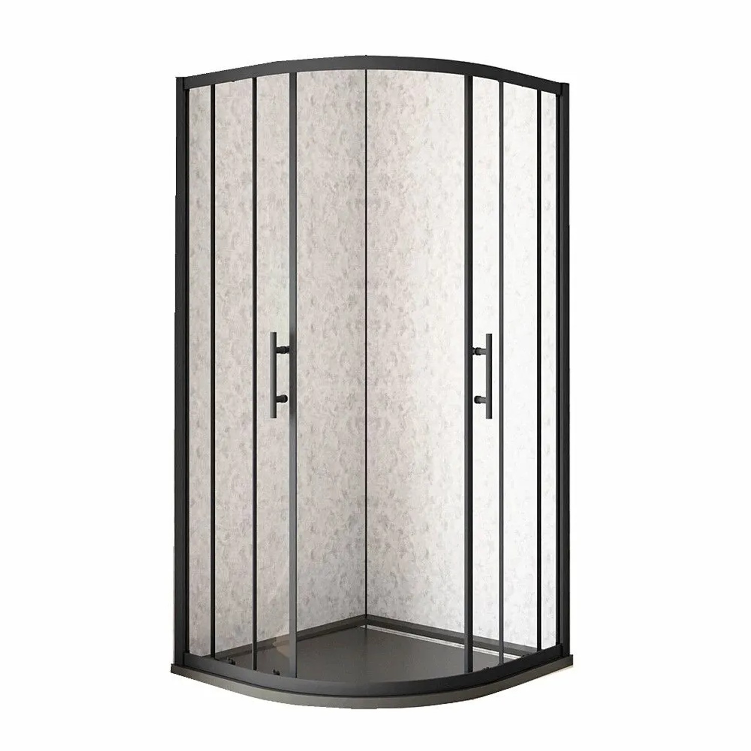 Duschparadies Runddusche Duschkabine 80 x 80cm Viertelkreis Dusche Duschtür 5mm Glas Schiebetür H185cm Schwarz
