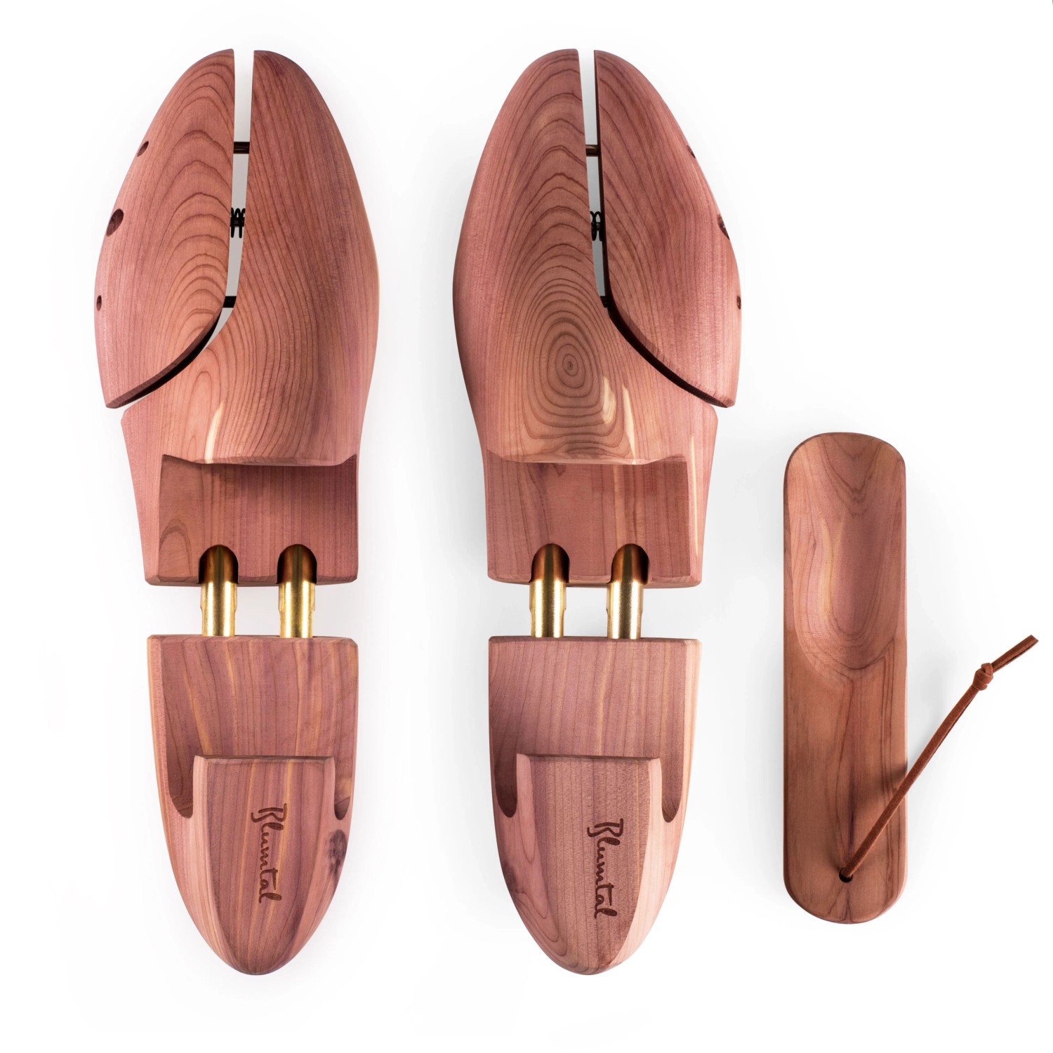 Blumtal Schuhspanner Premium Zedernholz Herren und Damen Größe 44 bis 45 mit Schuhlöffel