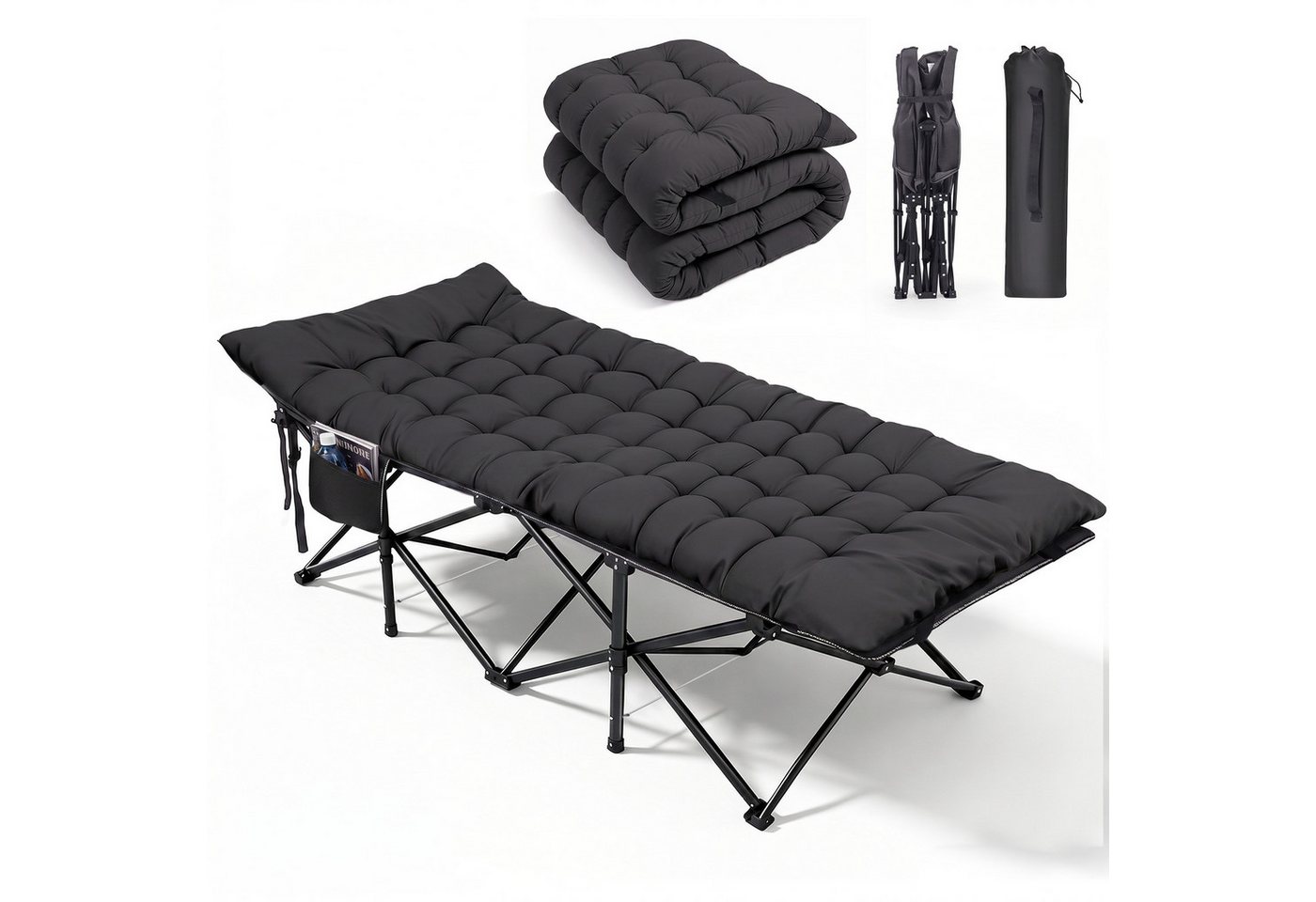 Sekey XXL Campingbett Klappbar Feldbett mit Matratze Grau 202 x 80 x 45 cm Bild 3