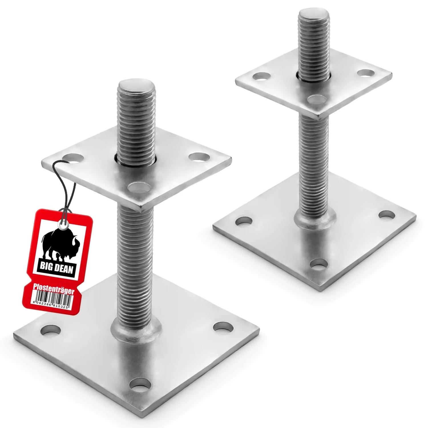 BigDean 2 Stück Pfostenträger Höhenverstellbar Höhe 30 150mm Verzinkt Und Zum Aufschrauben
