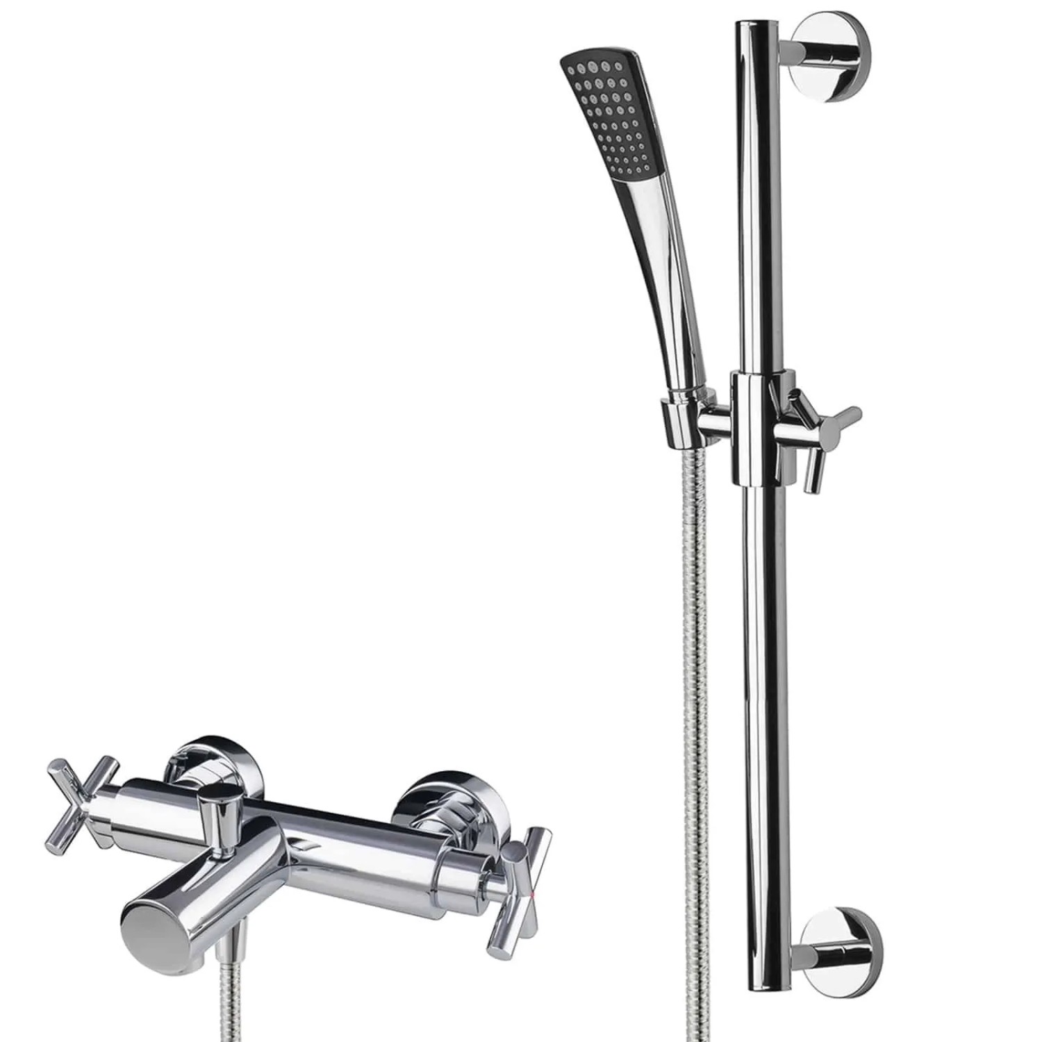 PaulGurkes Aufputz Badewannenarmatur mit Brausestange und Handbrause