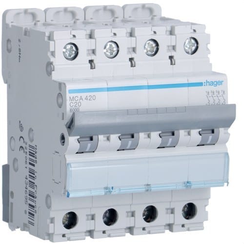 Mca420 Leistungsschalter M Kurve-c 6ka 4p 20a - Hager