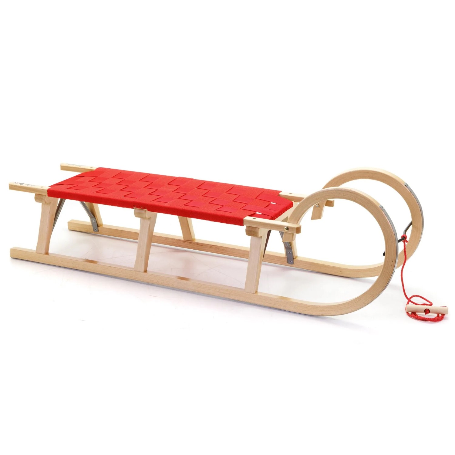 HolzFee Baran S 120 BB Schlitten Holz Hörnerschlitten Gurtsitz Rot
