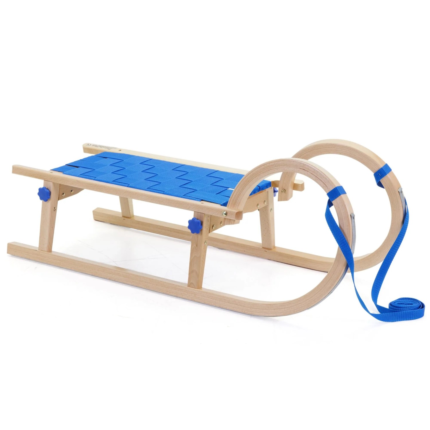 HolzFee Klappschlitten Tourer Baran S 95 RG Gurtsitz Blau Schlitten Klappbar