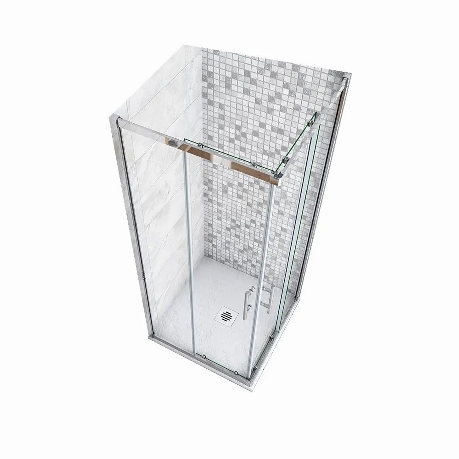 Duschparadies Duschkabinen 110x80x185cm Eckeinstieg Duschen Schiebetür 6mm Glas Hochglanz Verchromt Eckdusche